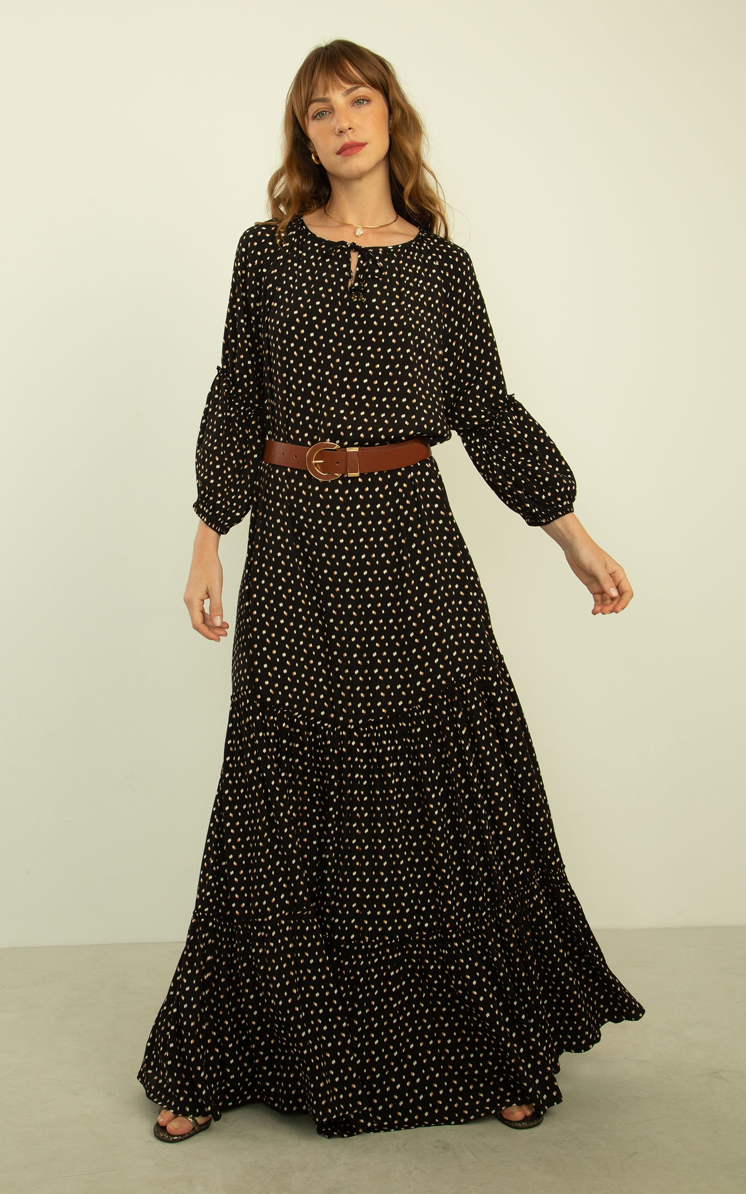 Vestido Longo Celeste Preto