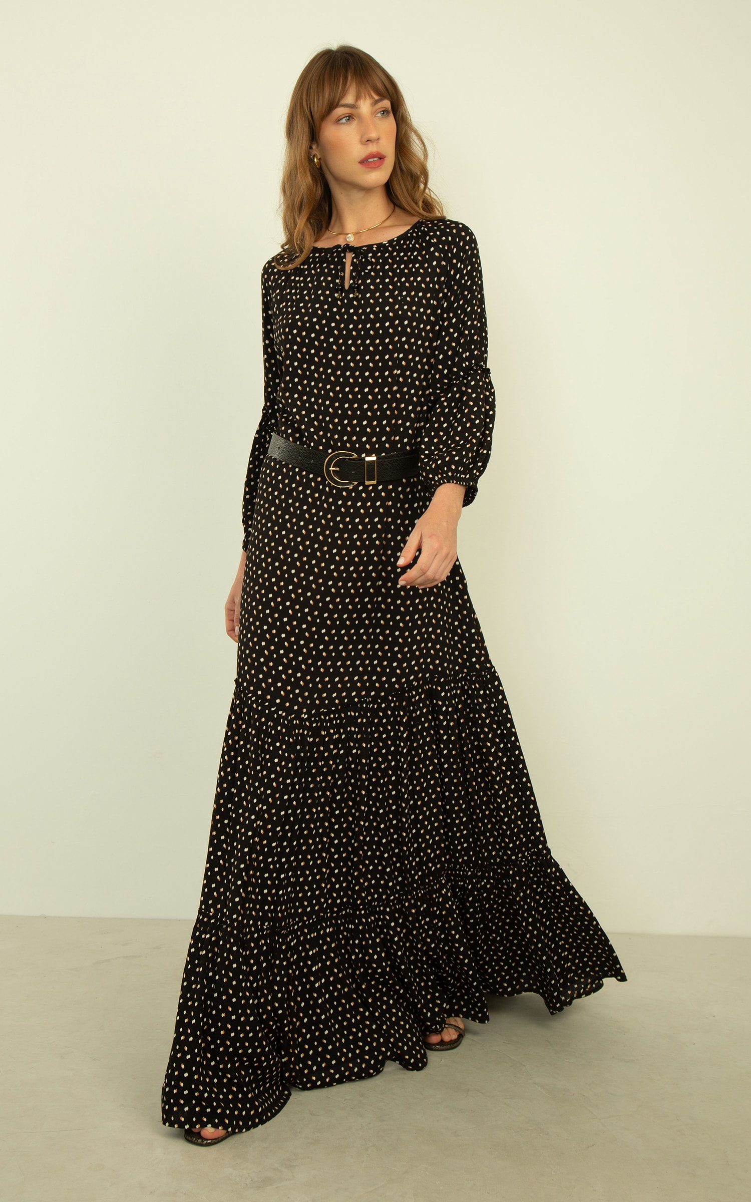 Vestido Longo Celeste Preto