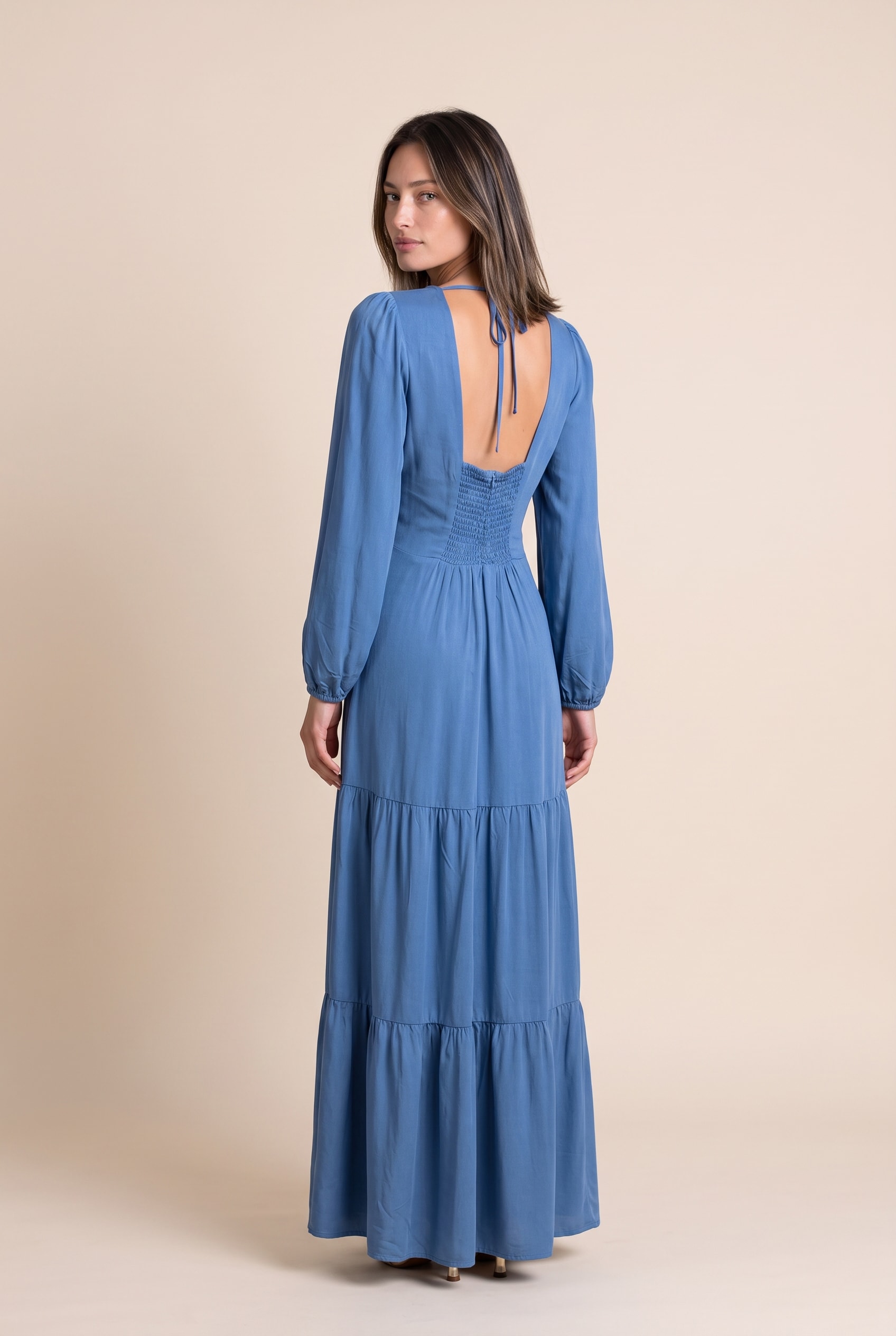 Vestido Longo Compass Azul Mykonos