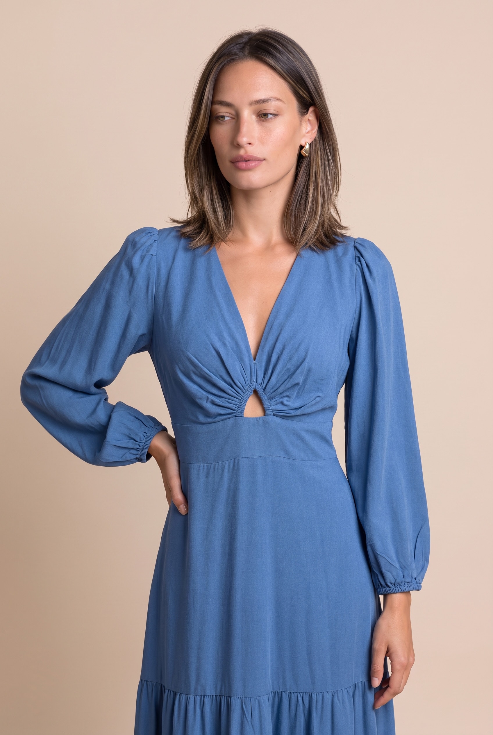Vestido Longo Compass Azul Mykonos