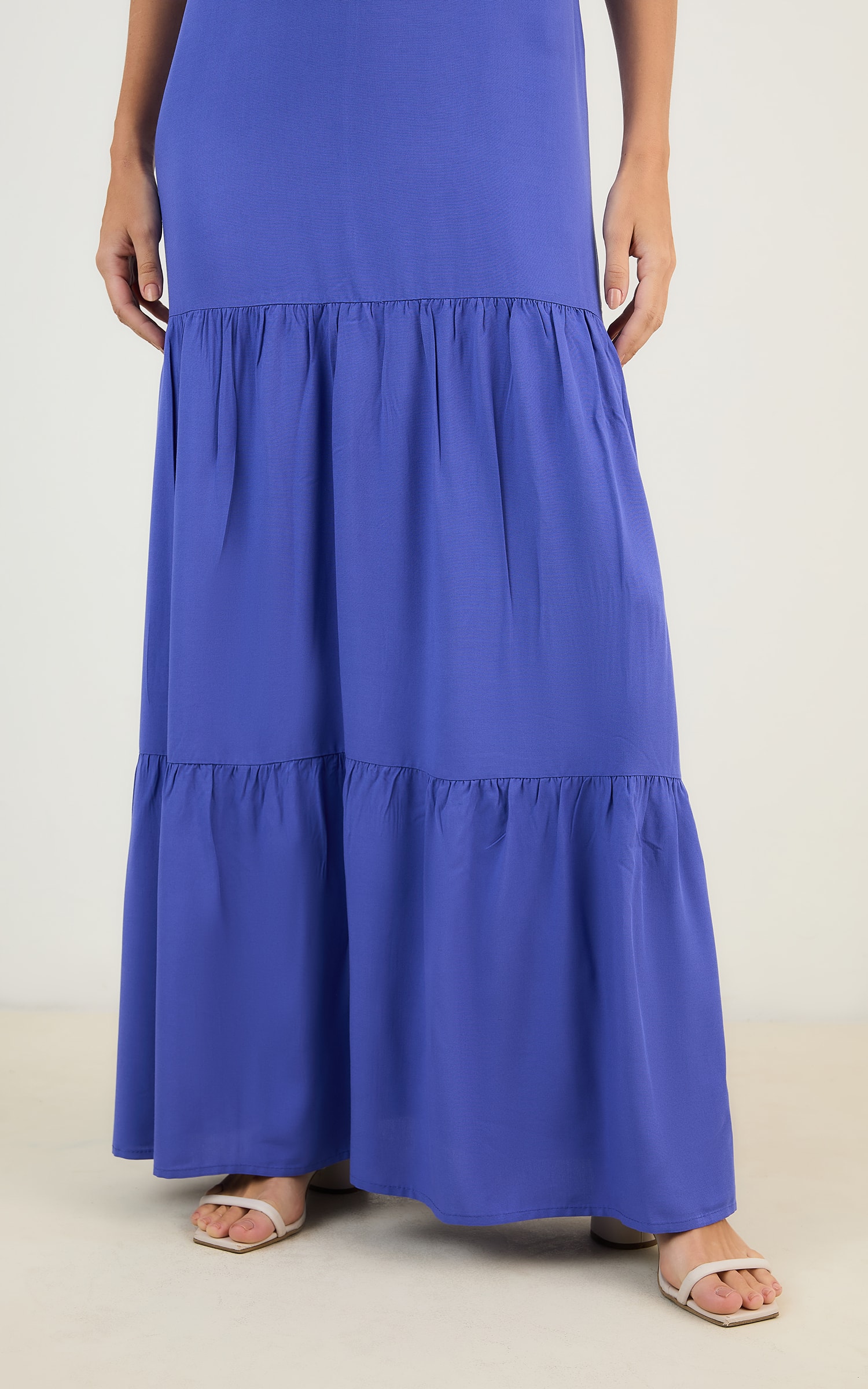 Vestido Longo Decote v Azul Anil