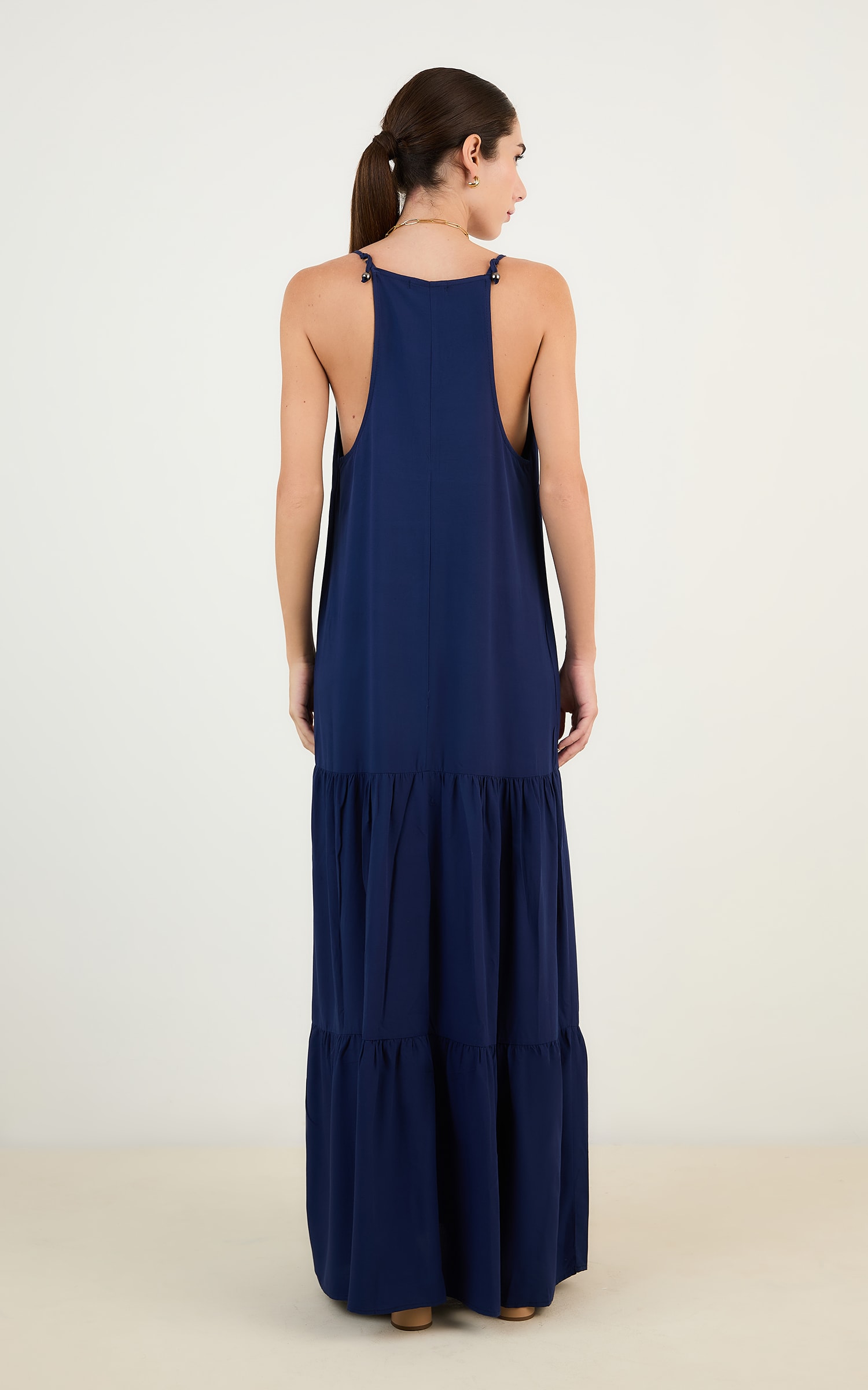 Vestido Longo Decote v Marinho