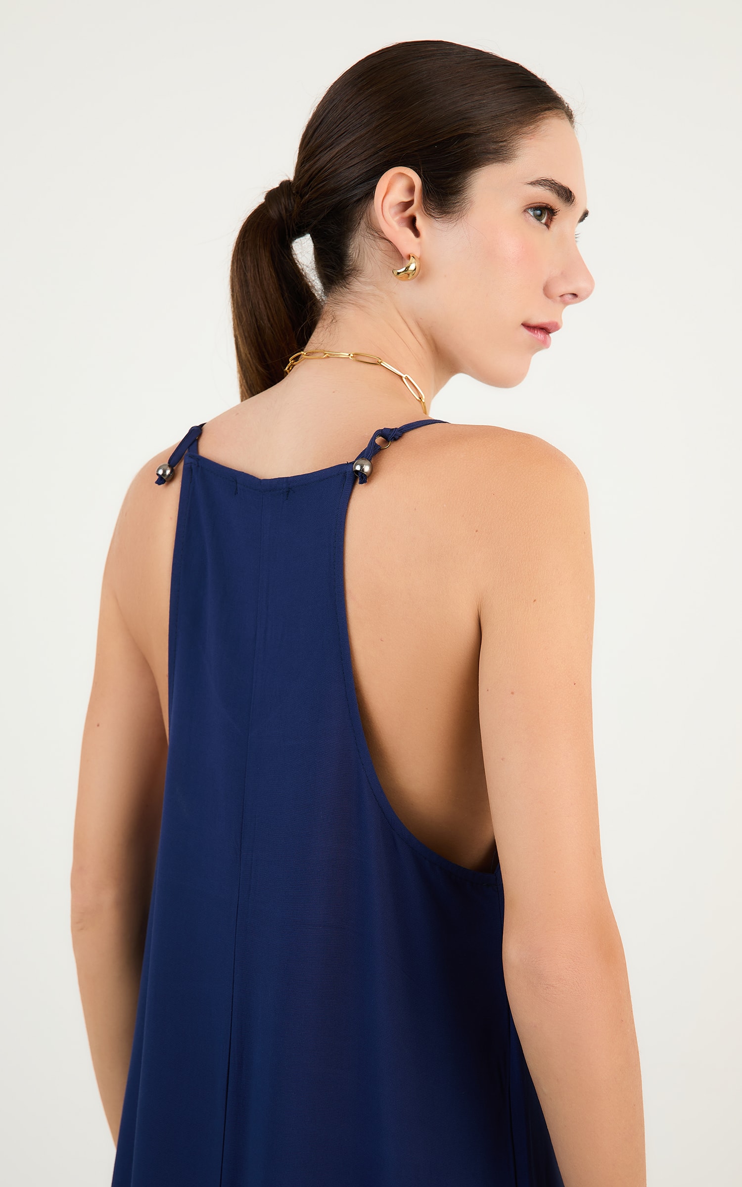 Vestido Longo Decote v Marinho