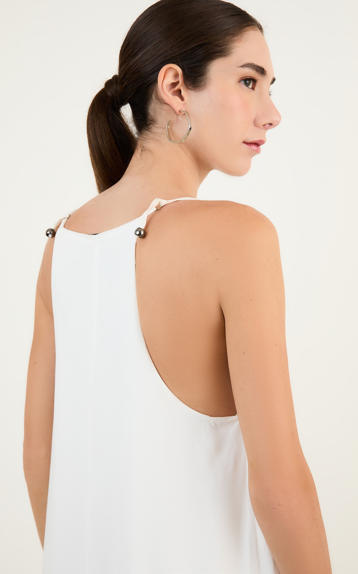 Vestido Longo Decote v Off White