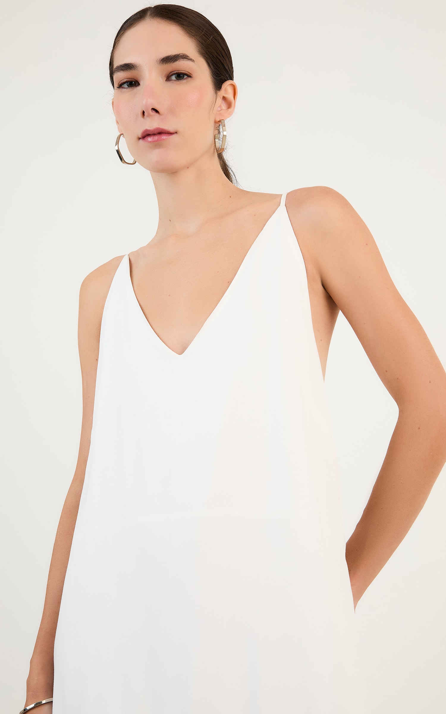 Vestido Longo Decote v Off White