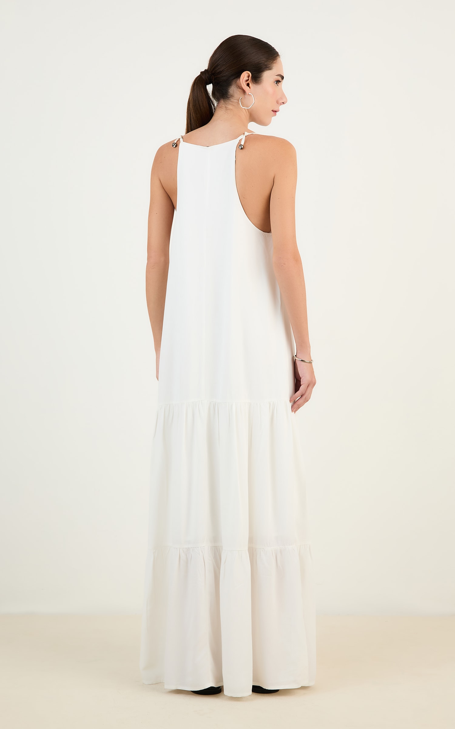 Vestido Longo Decote v Off White