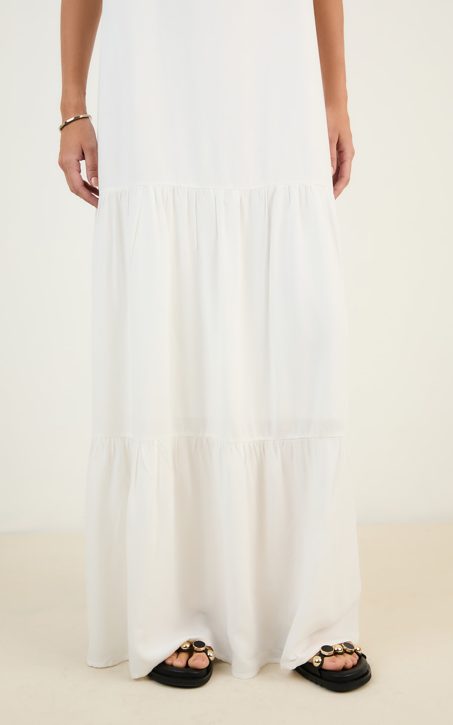 Vestido Longo Decote v Off White