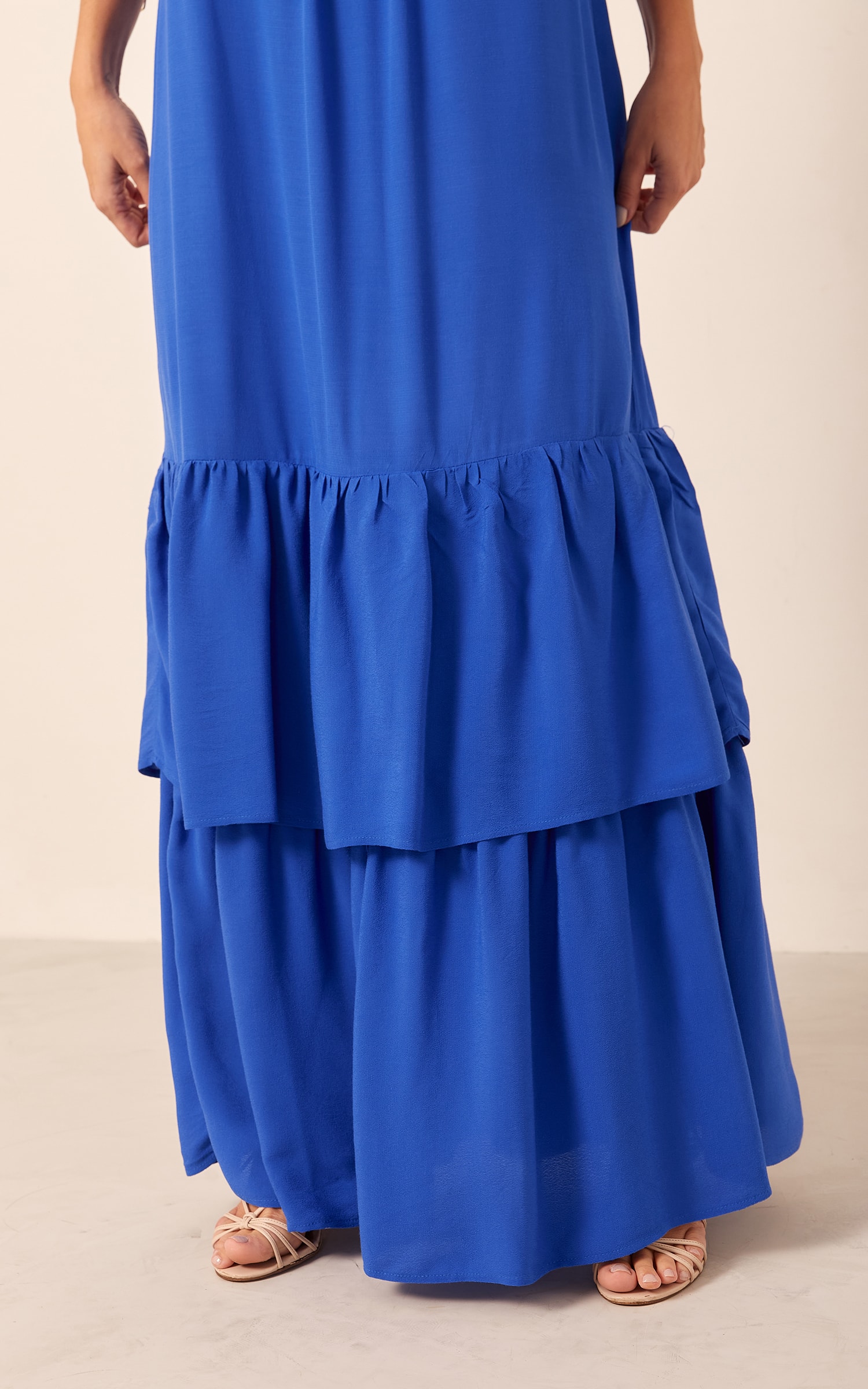 Vestido Longo Detalhe Alça Azul Royal