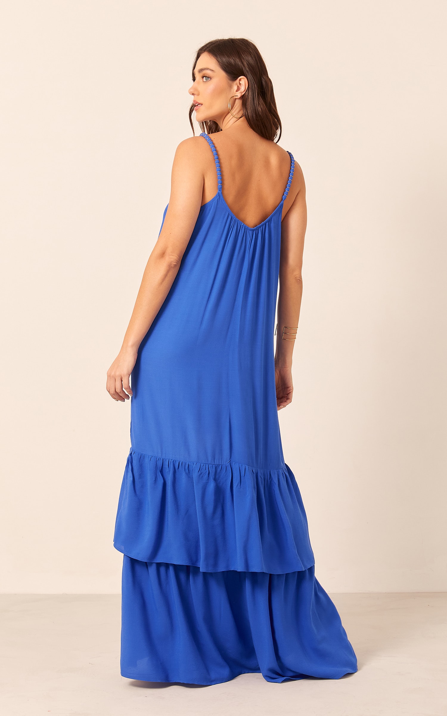 Vestido Longo Detalhe Alça Azul Royal