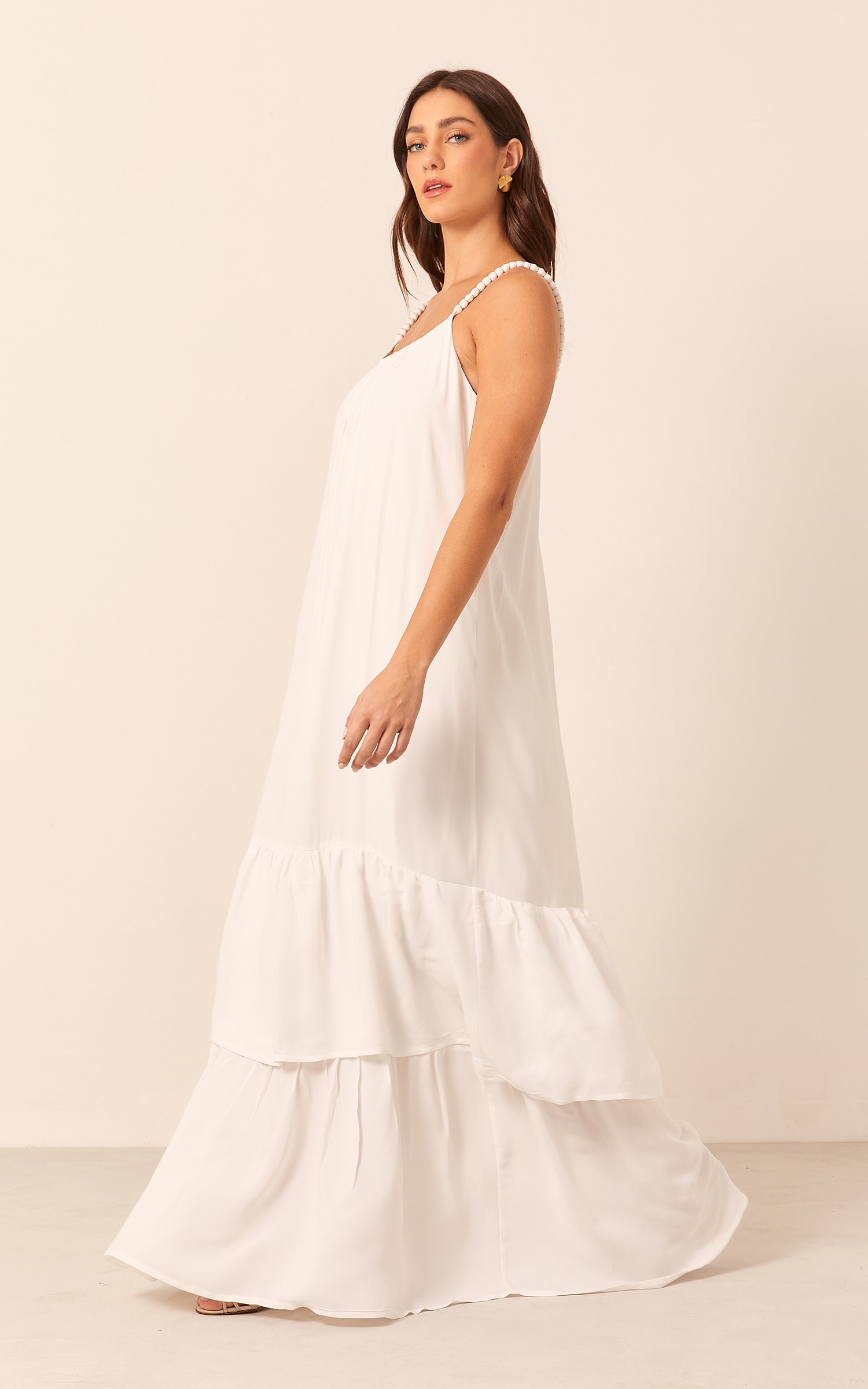 Vestido Longo Detalhe Alça Off White