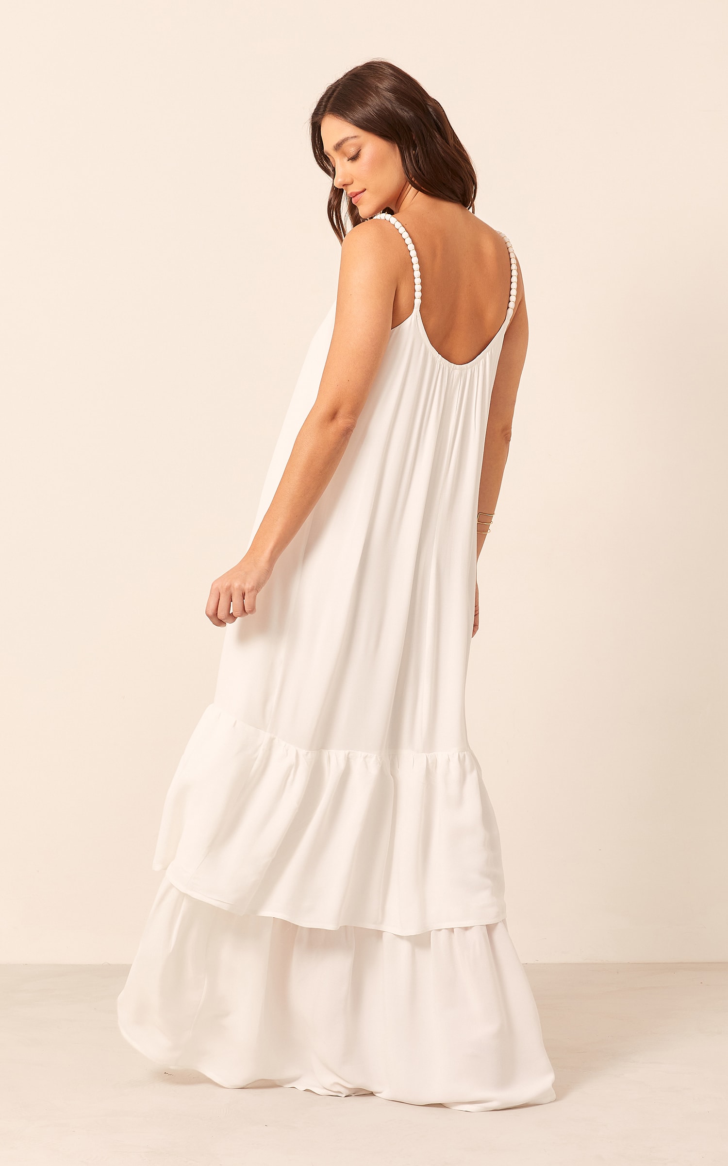Vestido Longo Detalhe Alça Off White