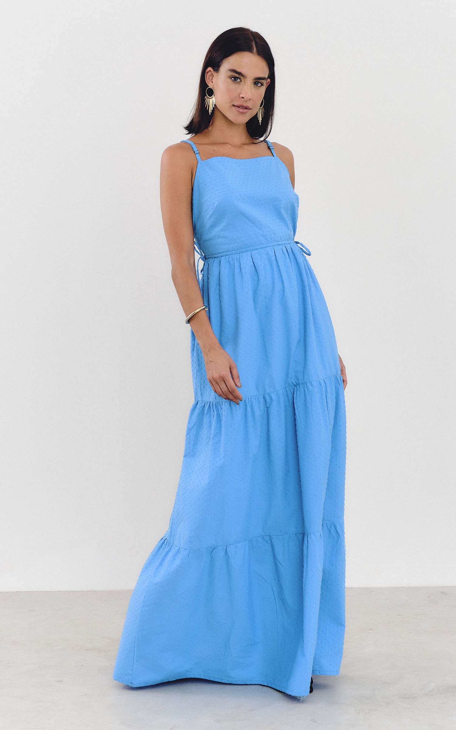 Vestido Longo Dots Azul