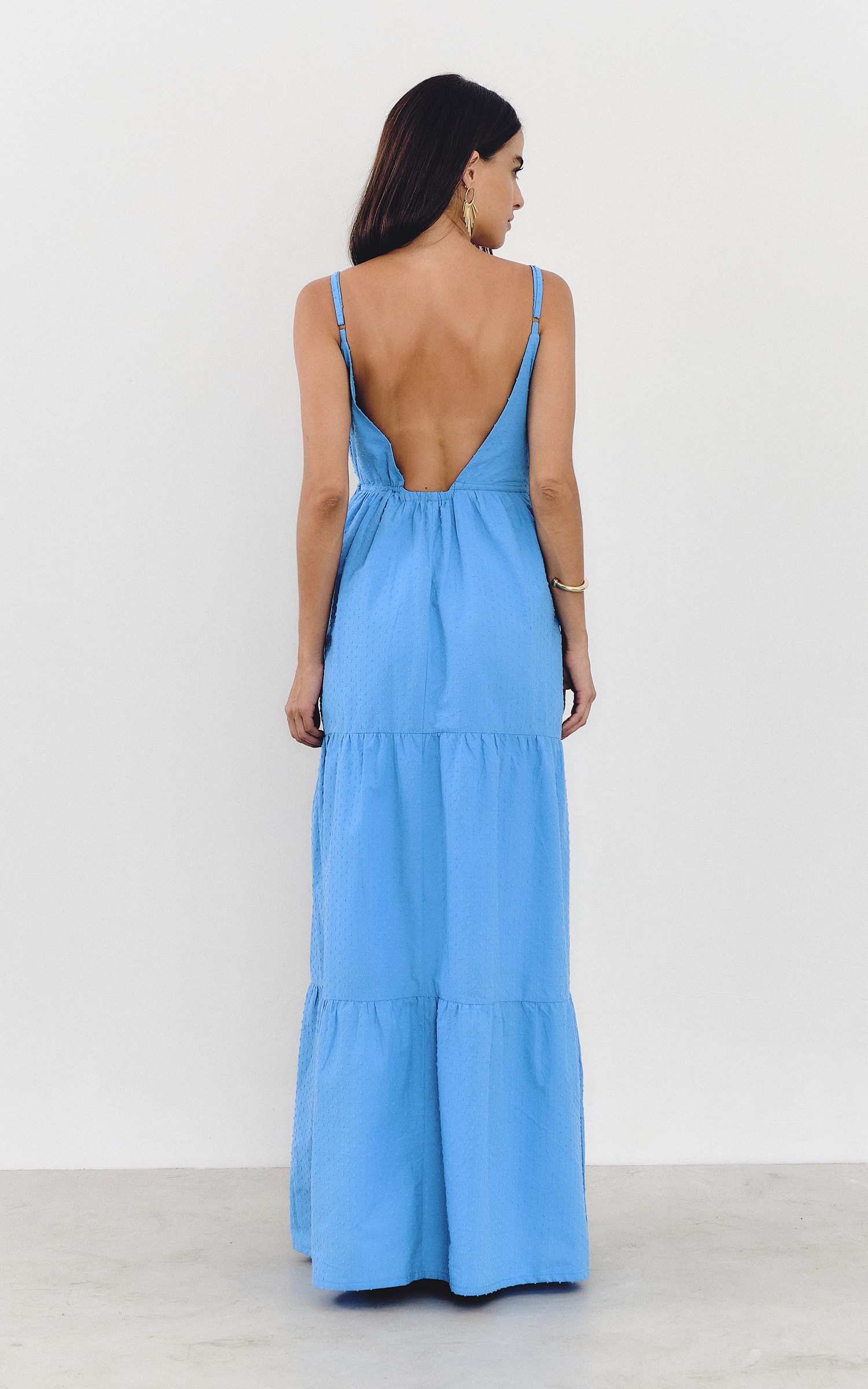 Vestido Longo Dots Azul