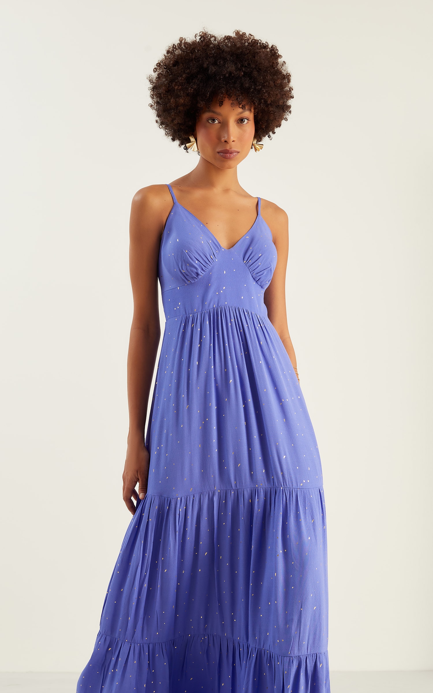 Vestido Longo Dots Azul Prisma