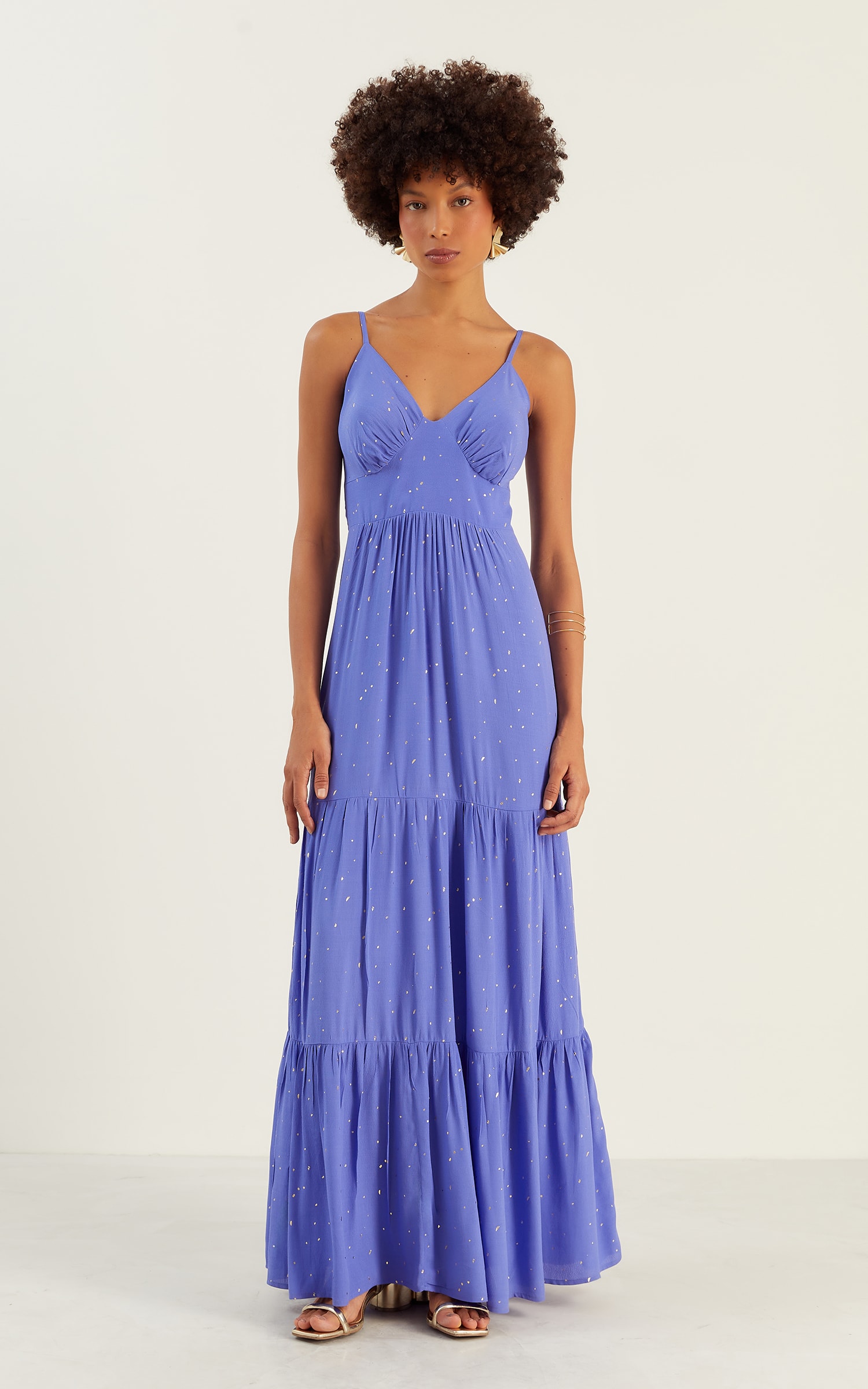 Vestido Longo Dots Azul Prisma