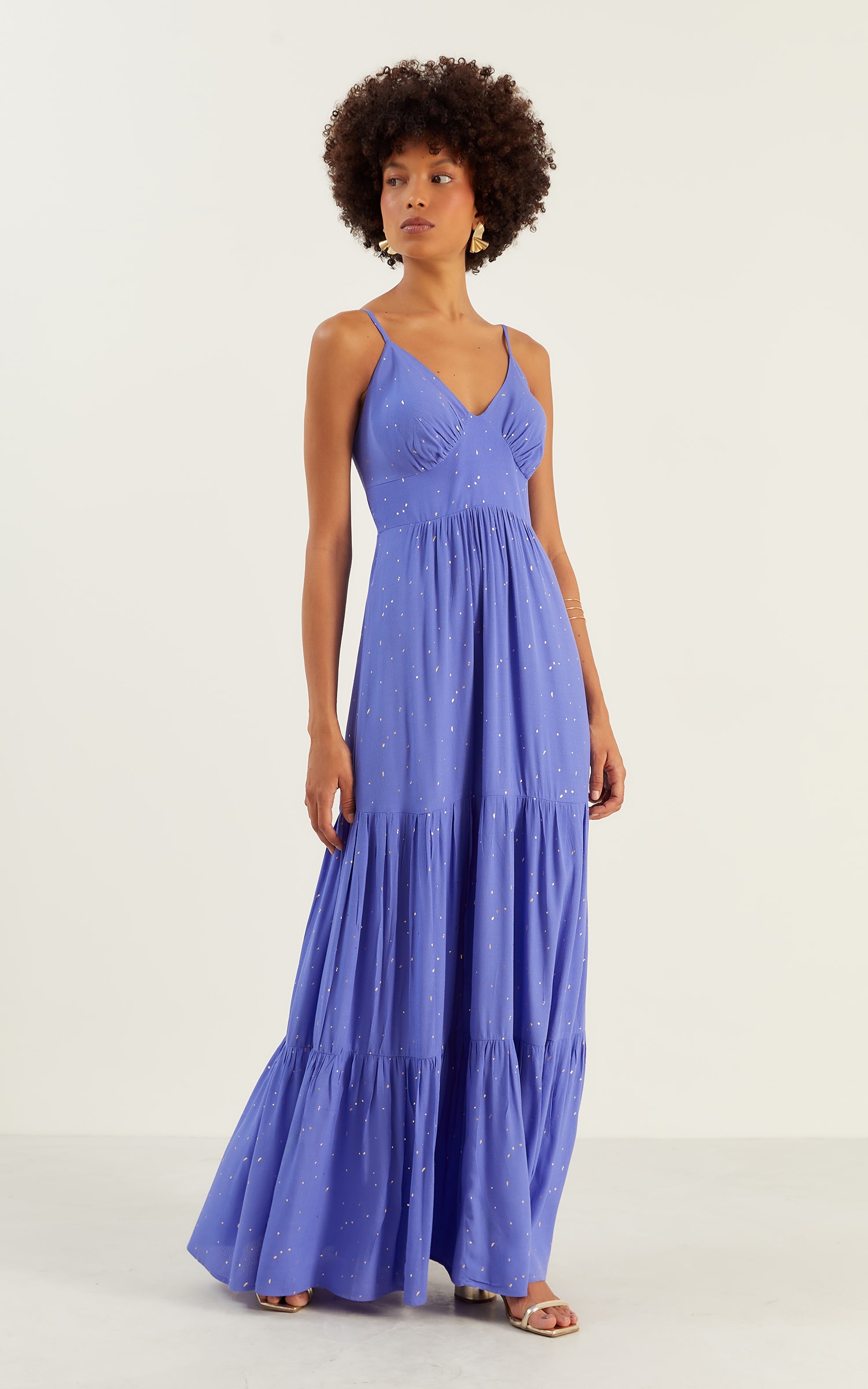 Vestido Longo Dots Azul Prisma