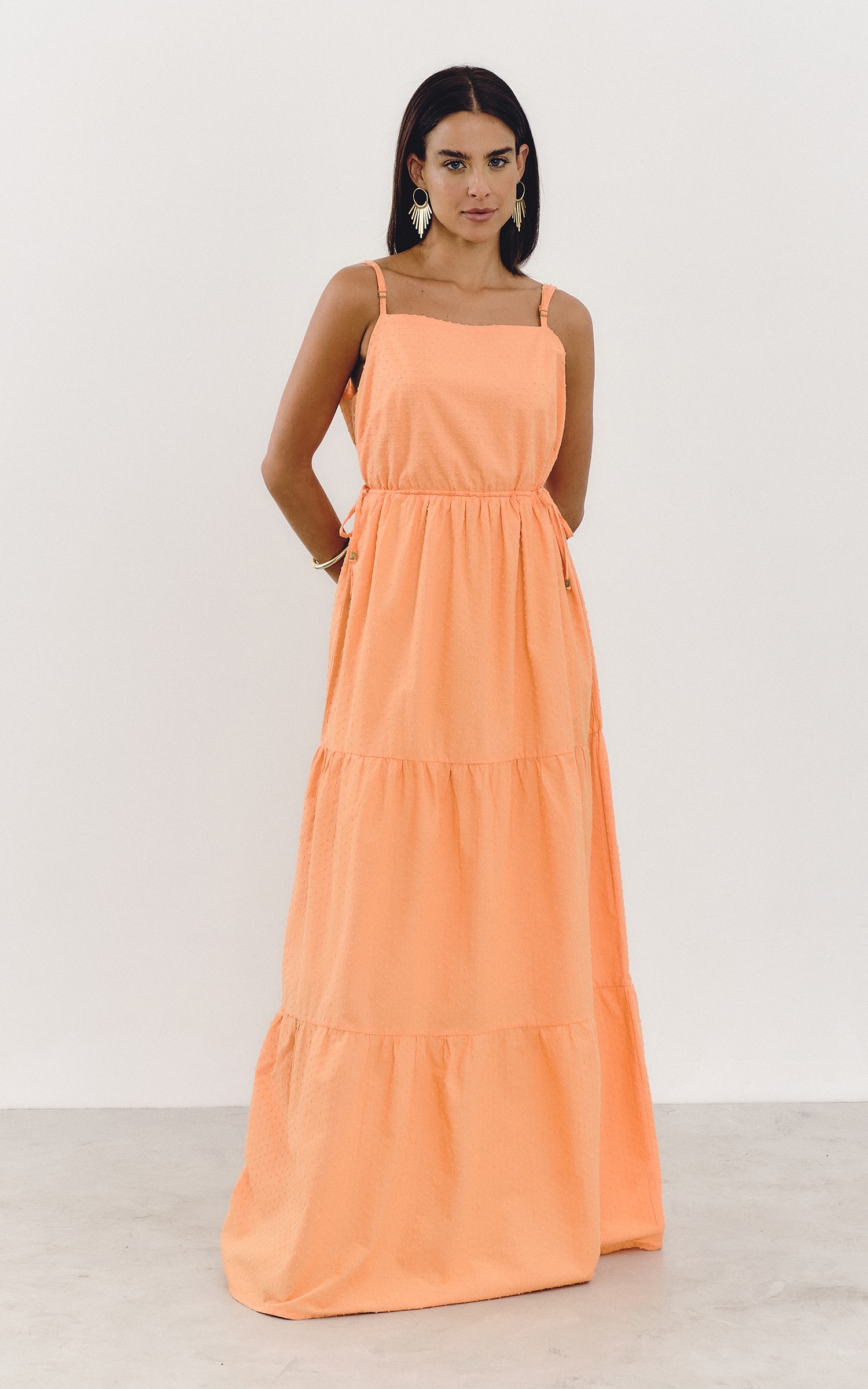 Vestido Longo Dots Laranja