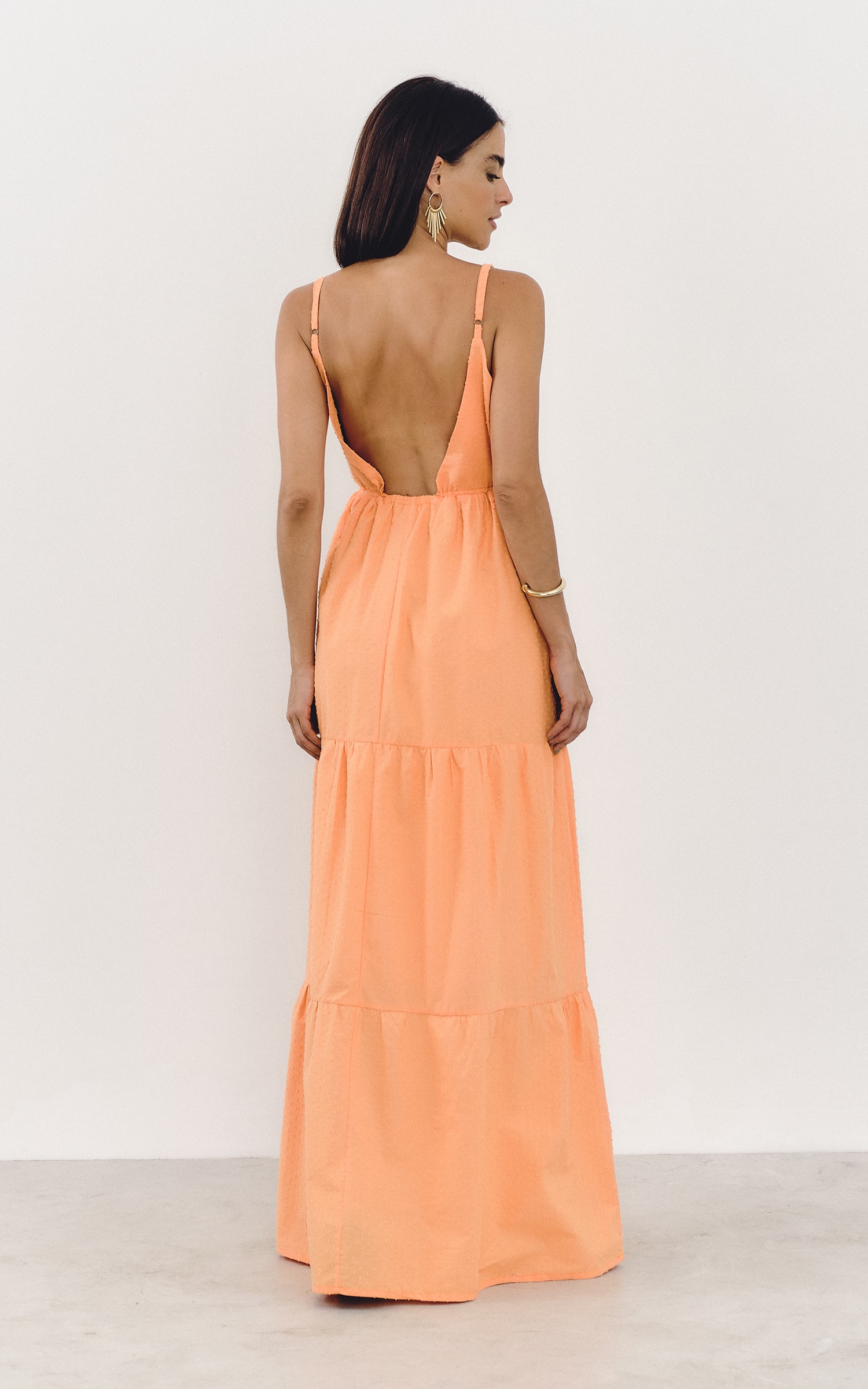 Vestido Longo Dots Laranja