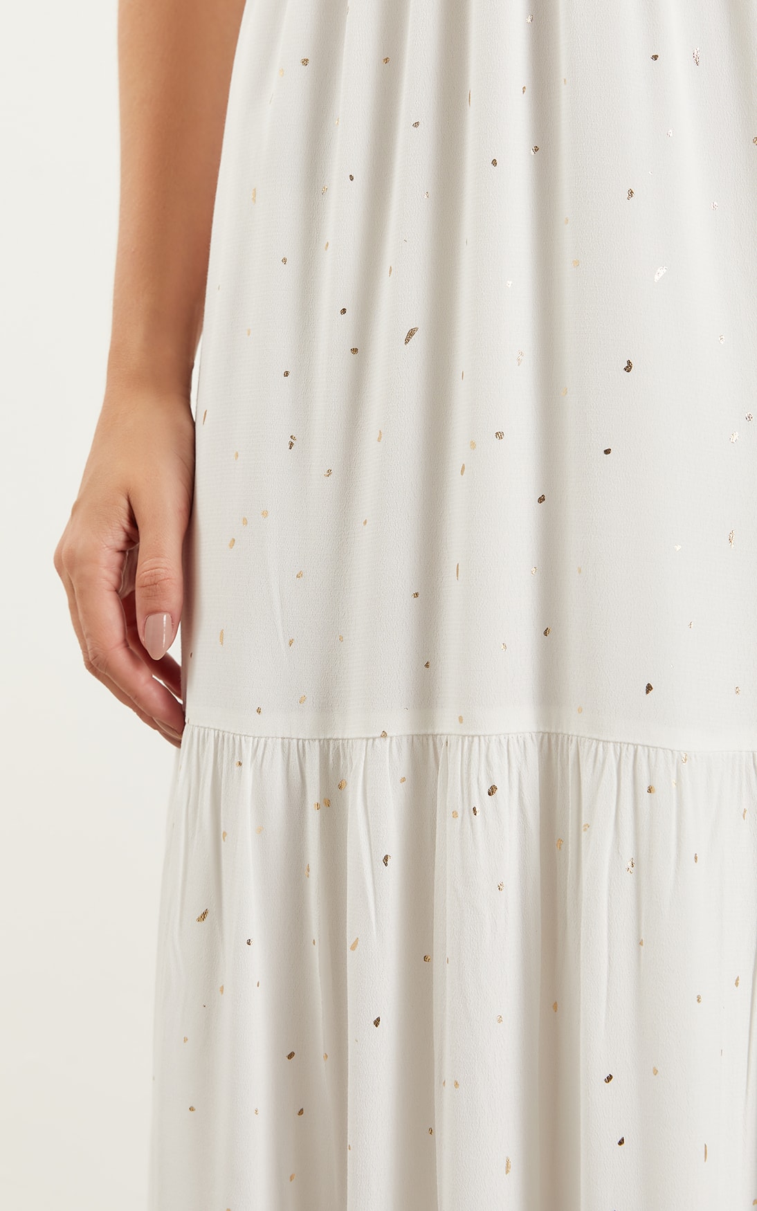 Vestido Longo Dots Off White