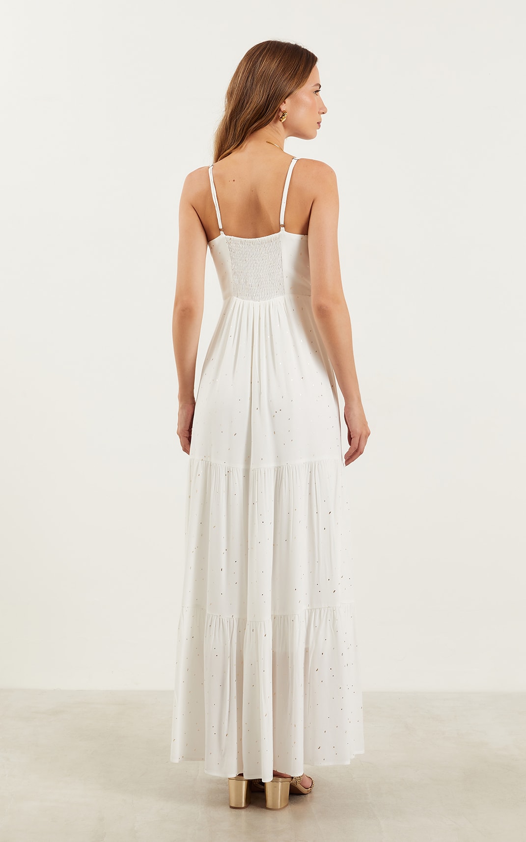 Vestido Longo Dots Off White