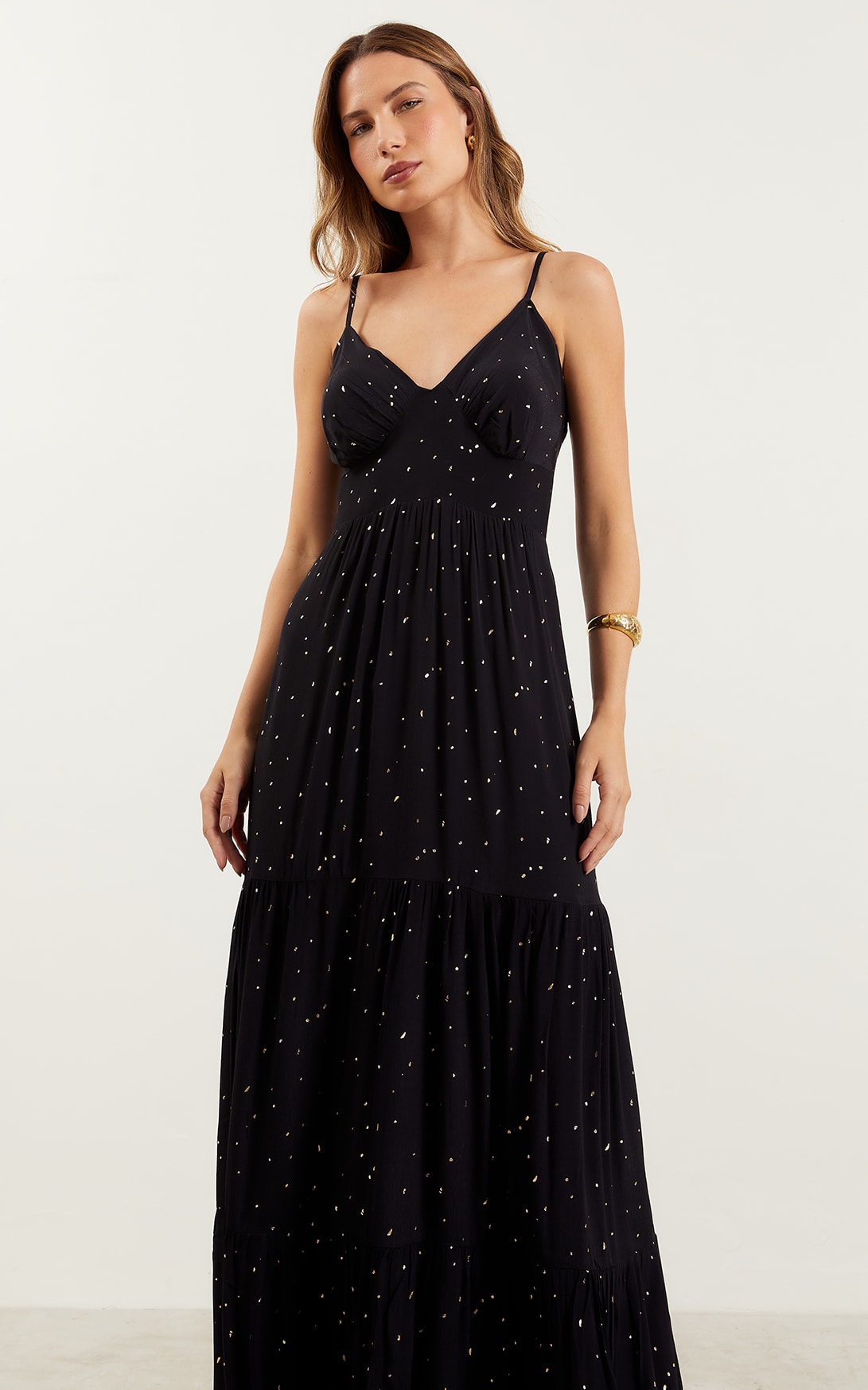 Vestido Longo Dots Preto