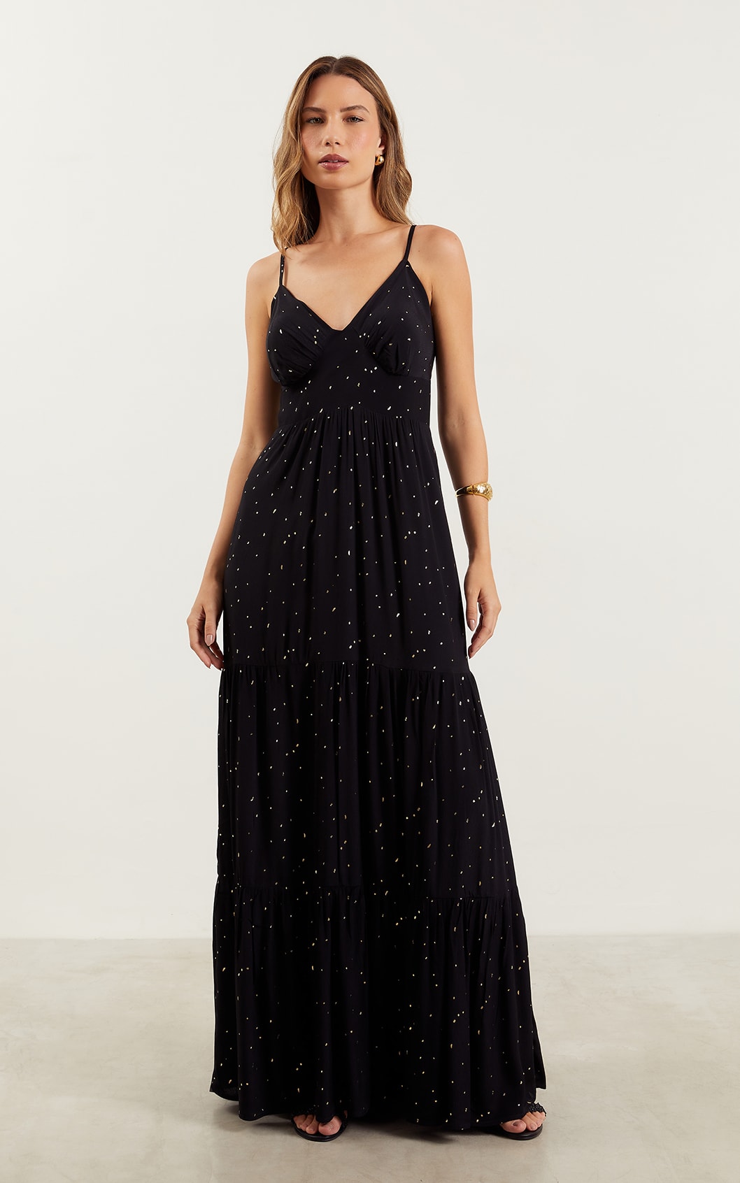 Vestido Longo Dots Preto