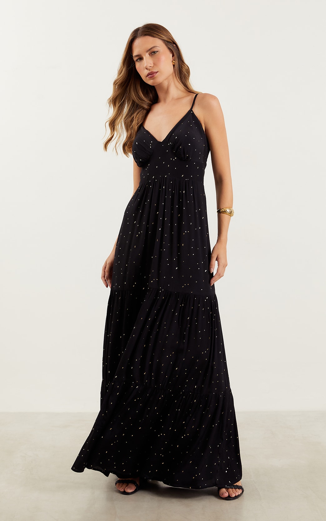 Vestido Longo Dots Preto