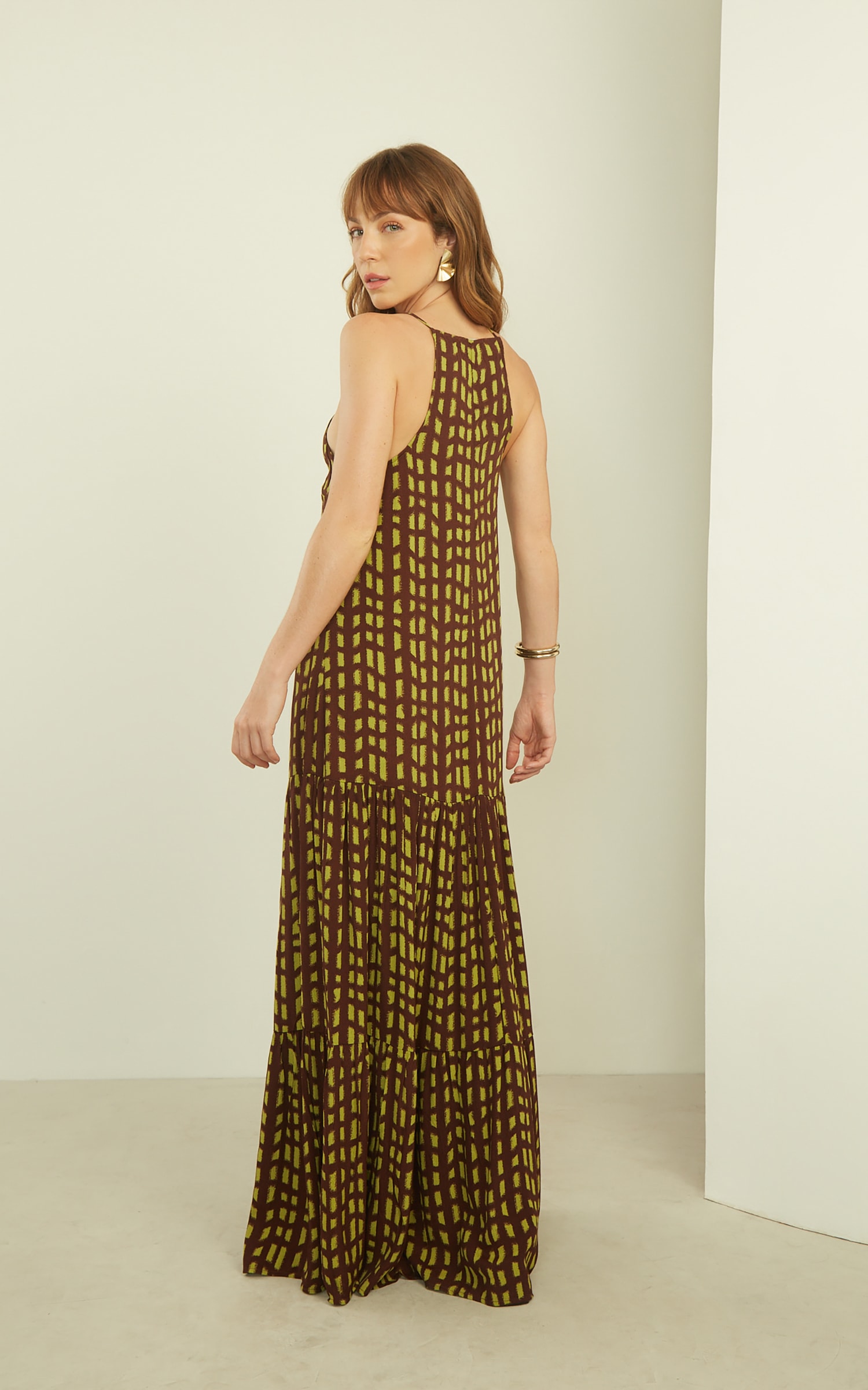 Vestido Longo Esmeralda Marrom