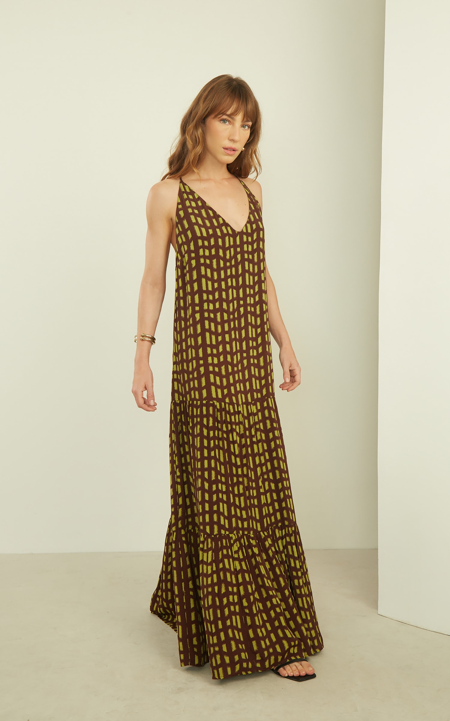 Vestido Longo Esmeralda Marrom