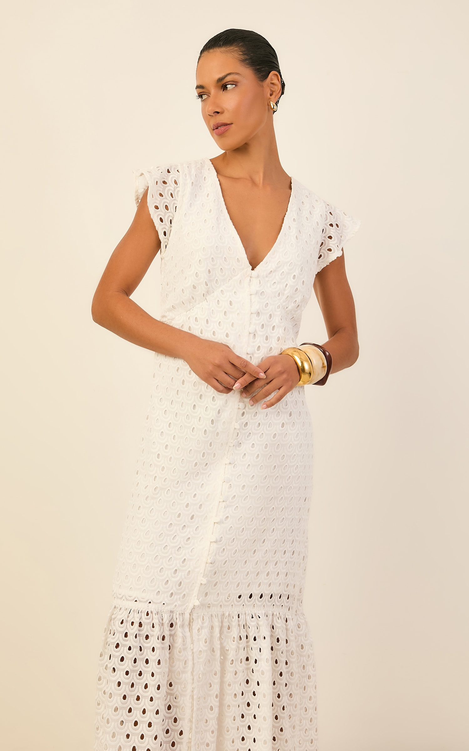 Vestido Longo Felicitá Laise Off White