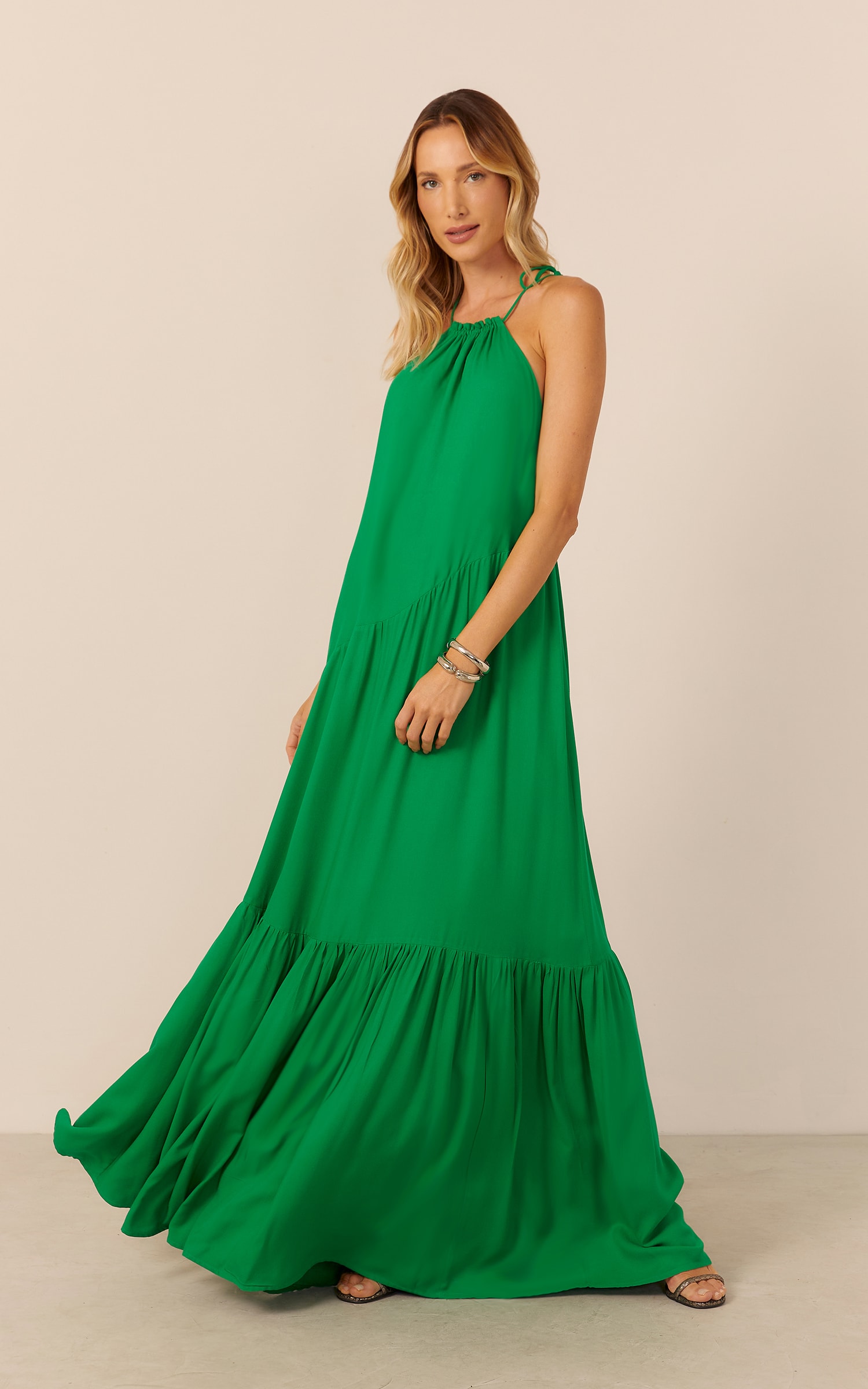 Vestido Longo Jolie Verde Bandeira