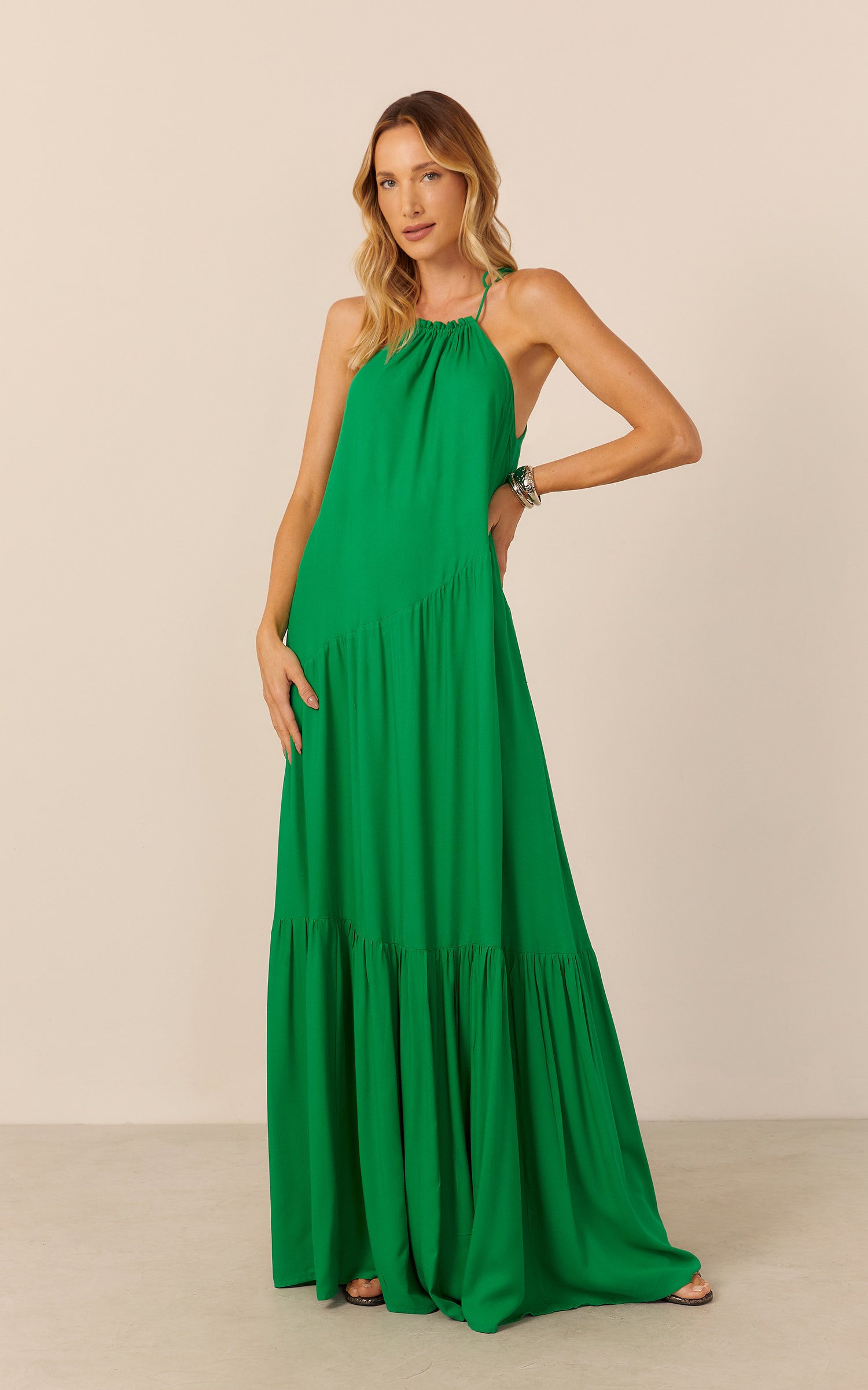 Vestido Longo Jolie Verde Bandeira