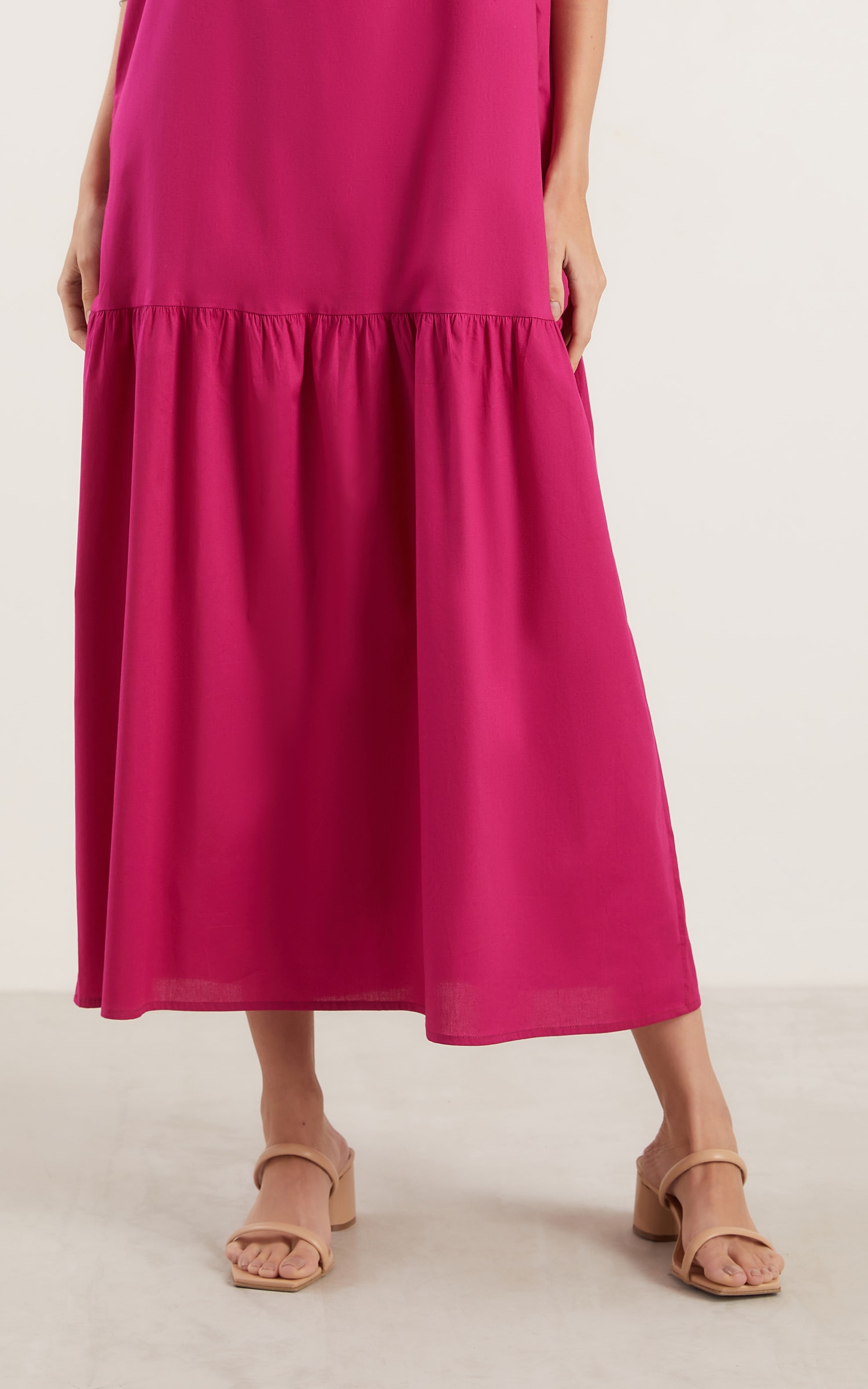 Vestido Longo Laços Cosmos Cereja