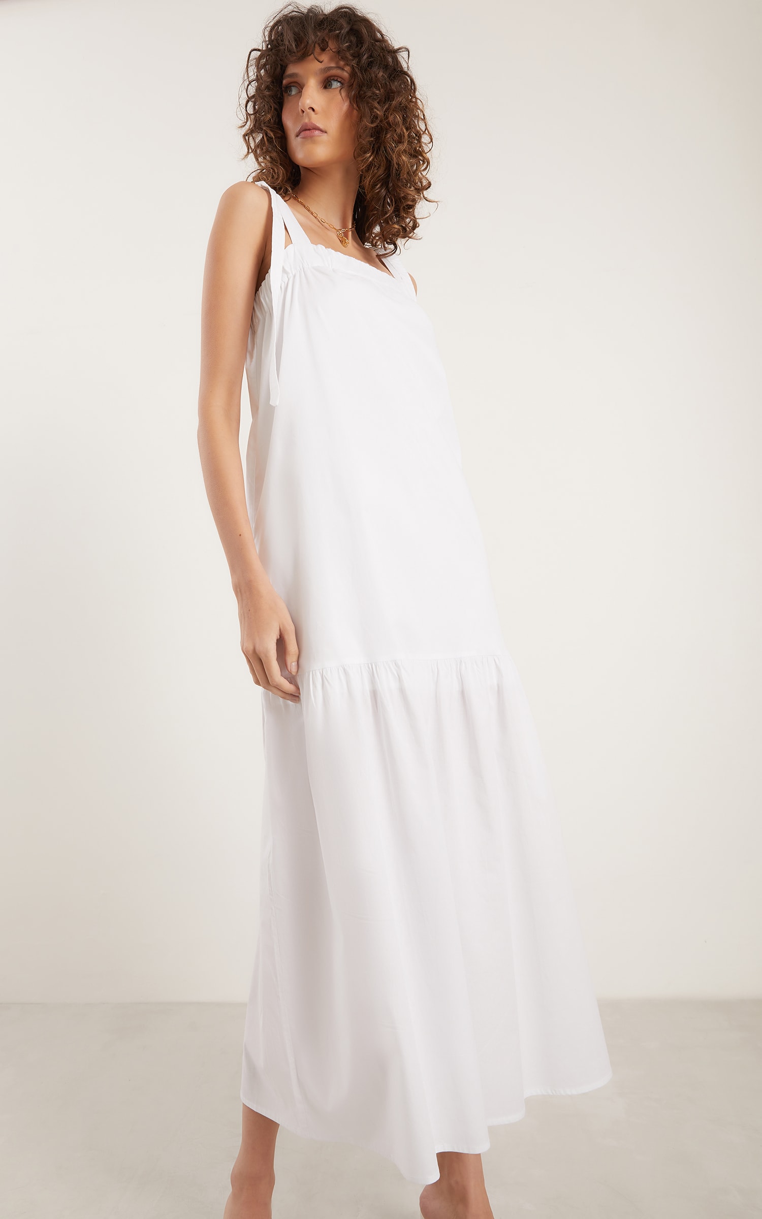 Vestido Longo Laços Cosmos Off White