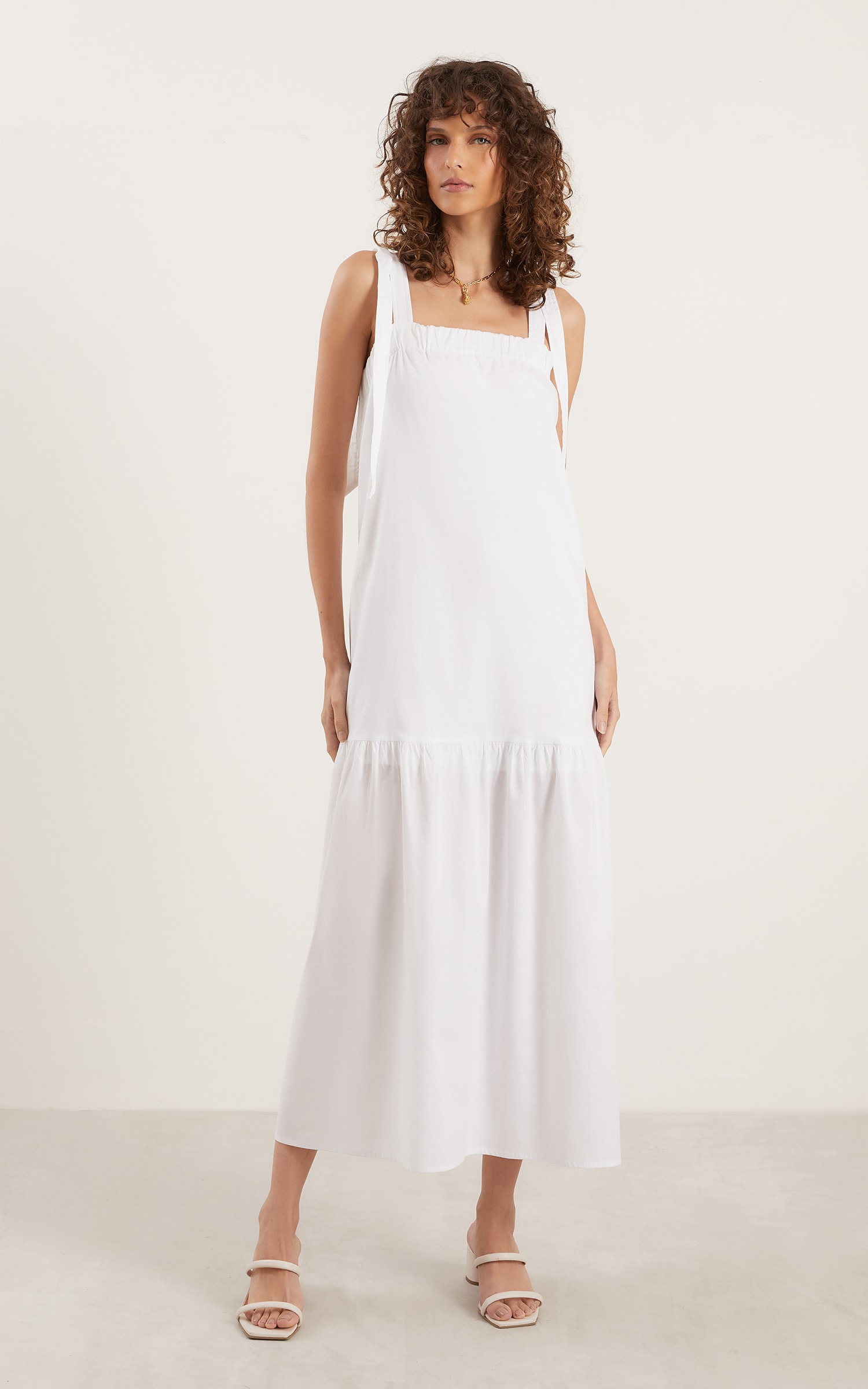 Vestido Longo Laços Cosmos Off White