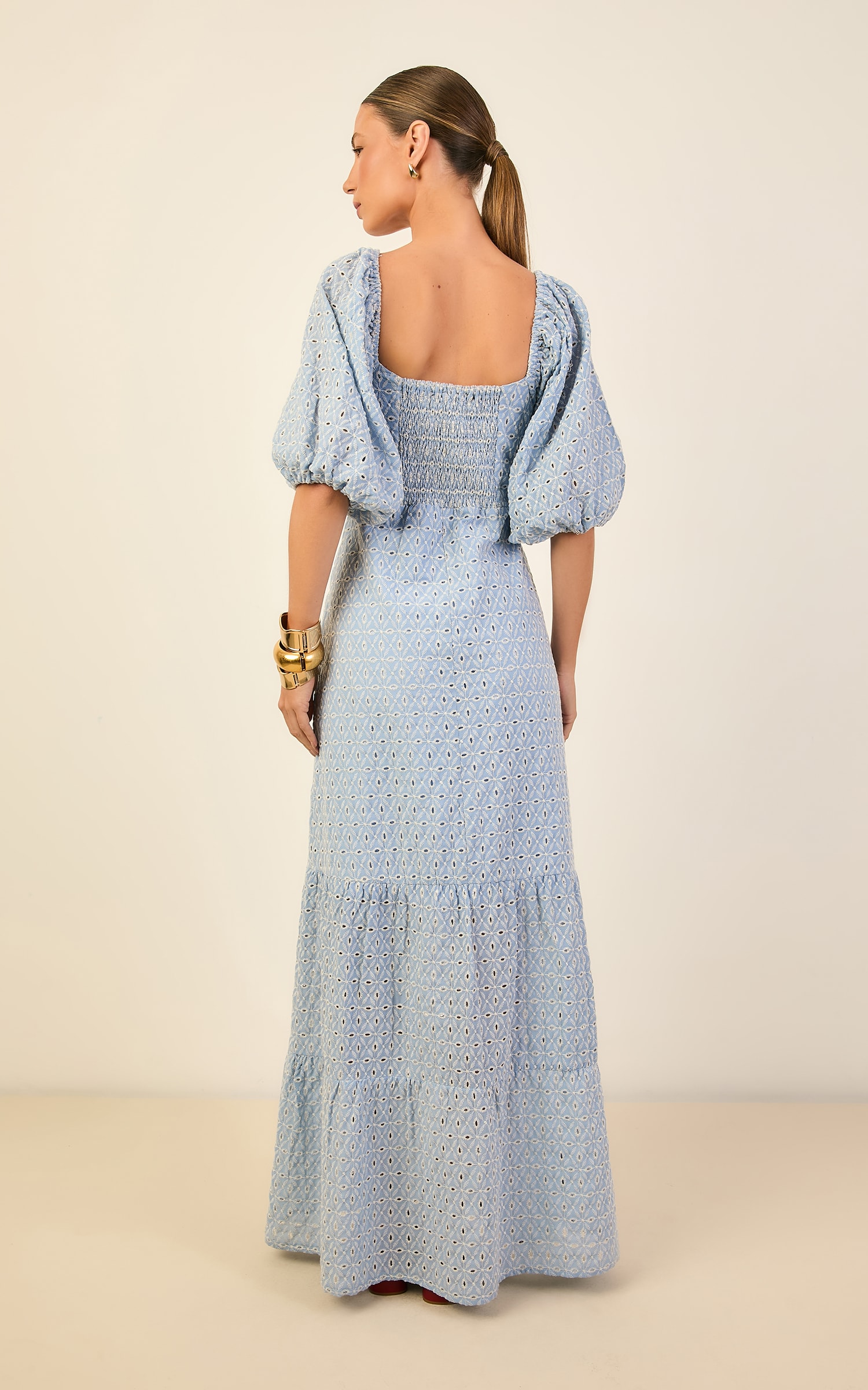 Vestido Longo Laise Atelie Azul Fresh