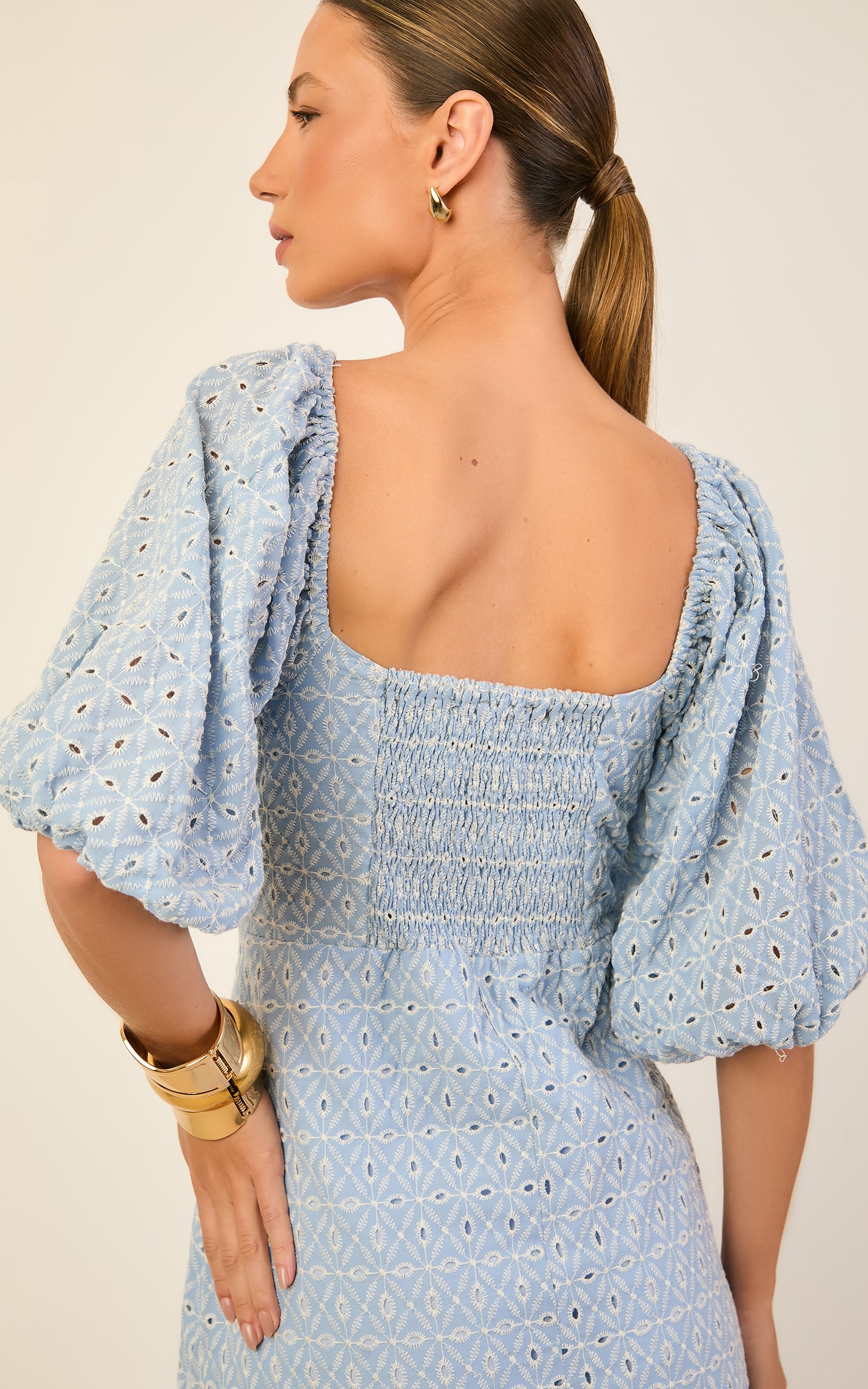 Vestido Longo Laise Atelie Azul Fresh