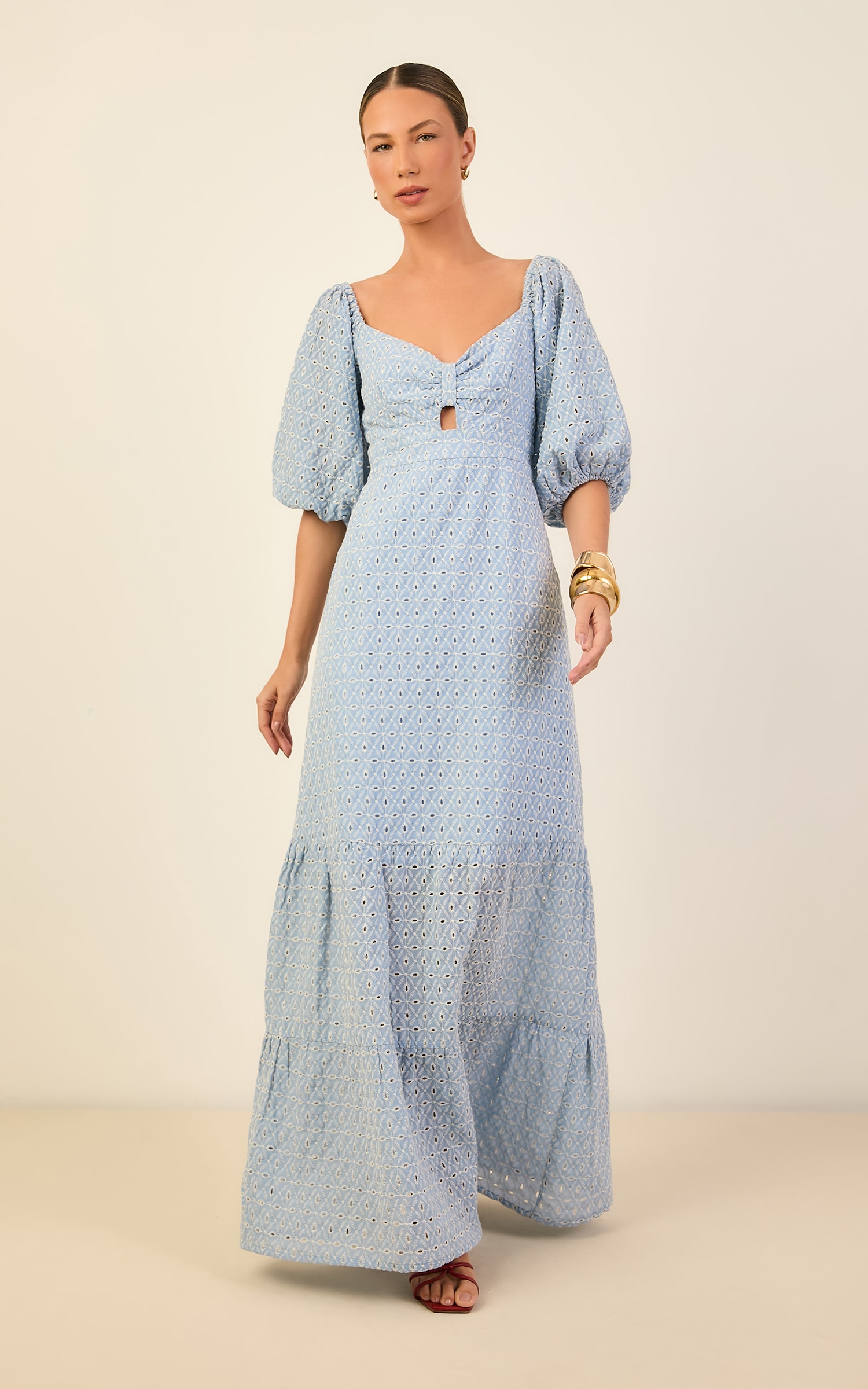Vestido Longo Laise Atelie Azul Fresh