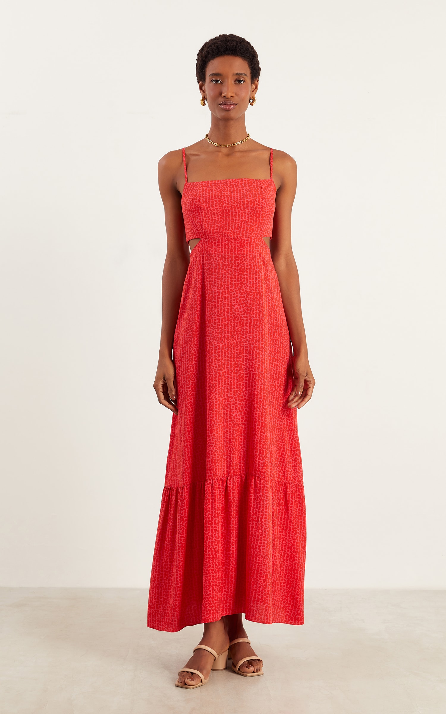 Vestido Longo Lovely Vermelho/Rosa