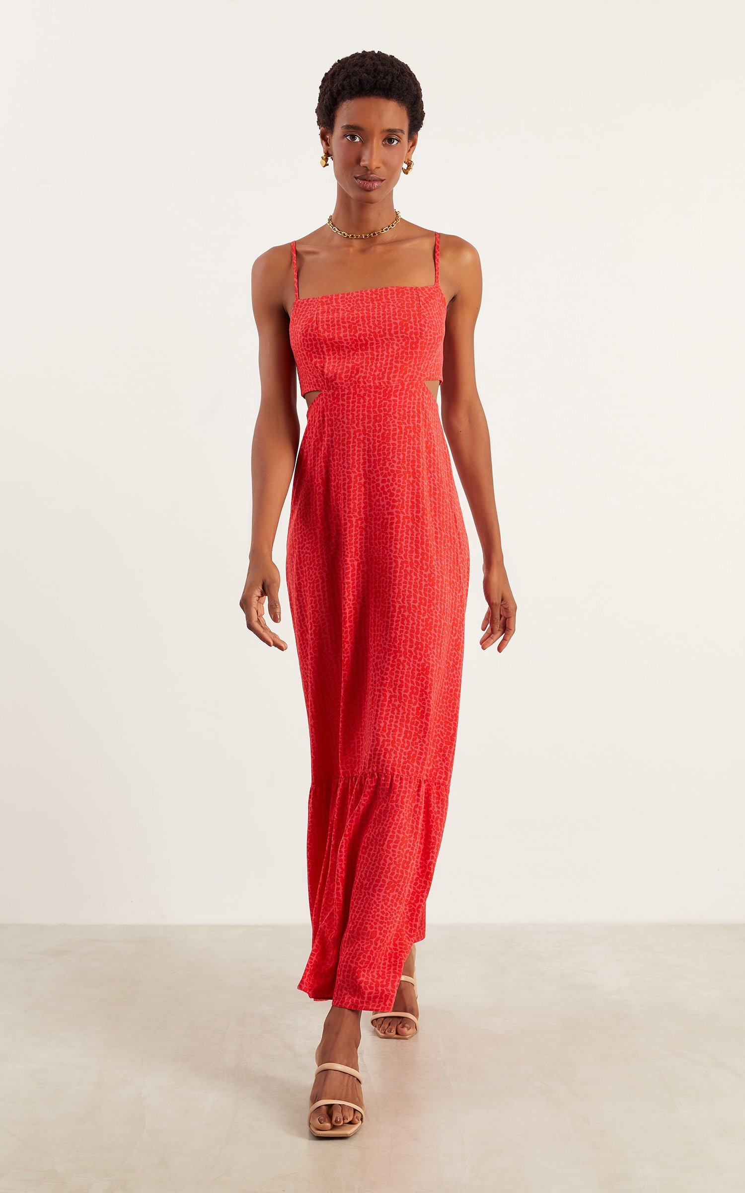 Vestido Longo Lovely Vermelho/Rosa