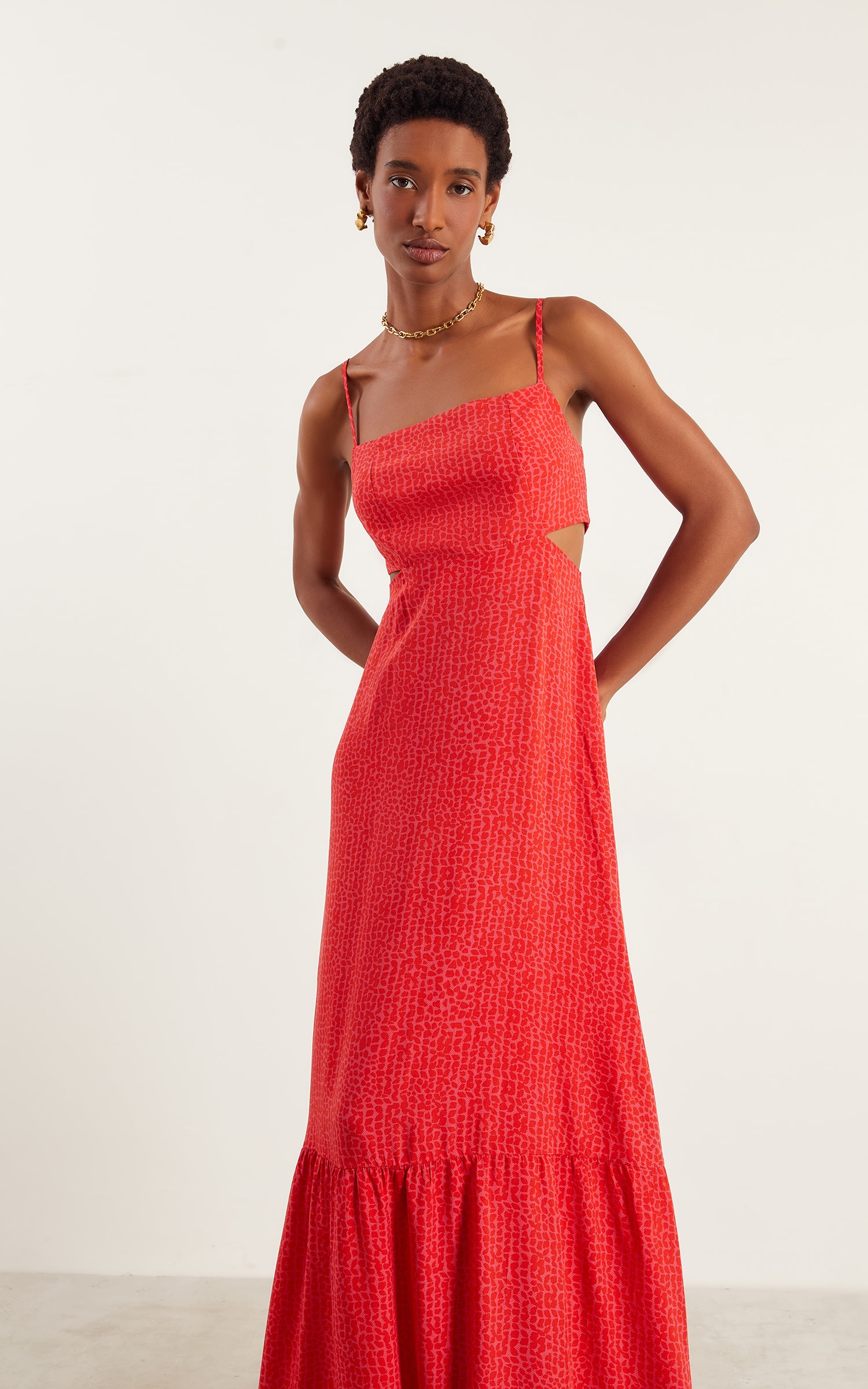 Vestido Longo Lovely Vermelho/Rosa