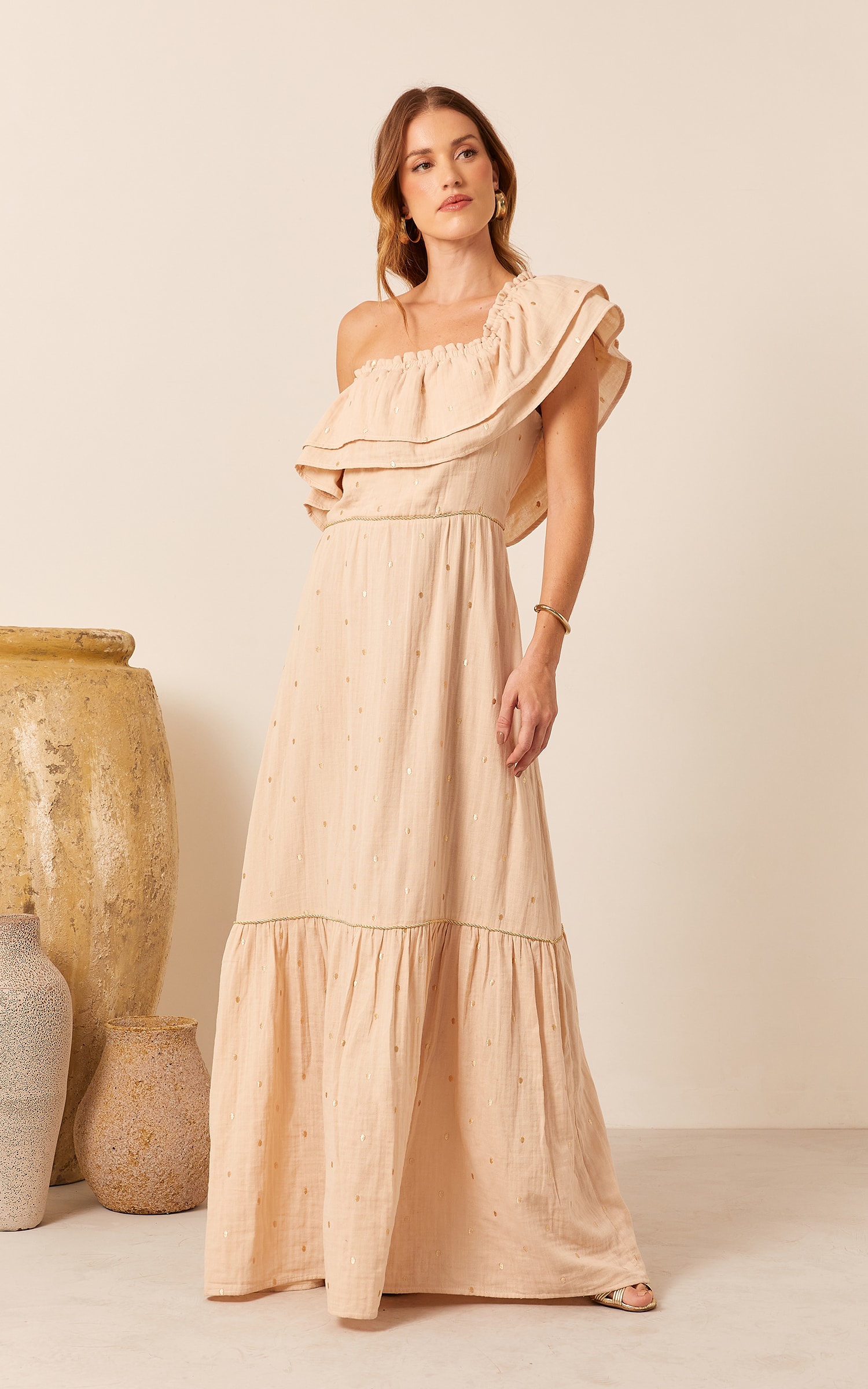 Vestido Longo Nuvem Areia