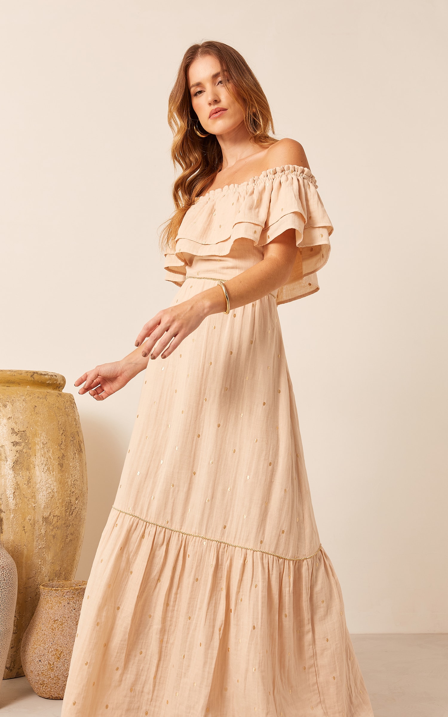 Vestido Longo Nuvem Areia