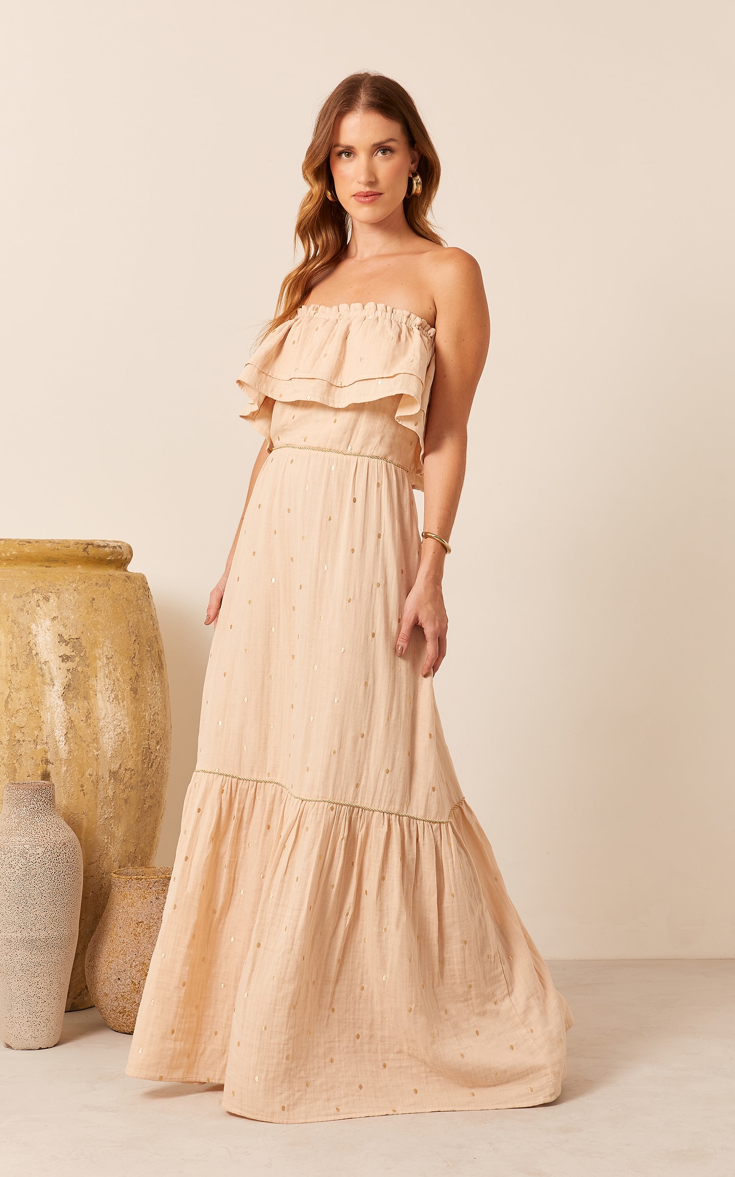 Vestido Longo Nuvem Areia
