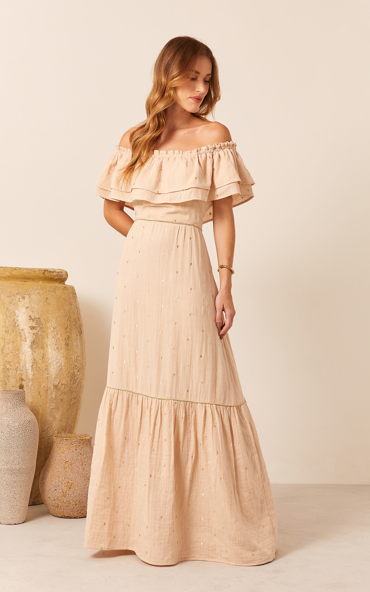 Vestido Longo Nuvem Areia
