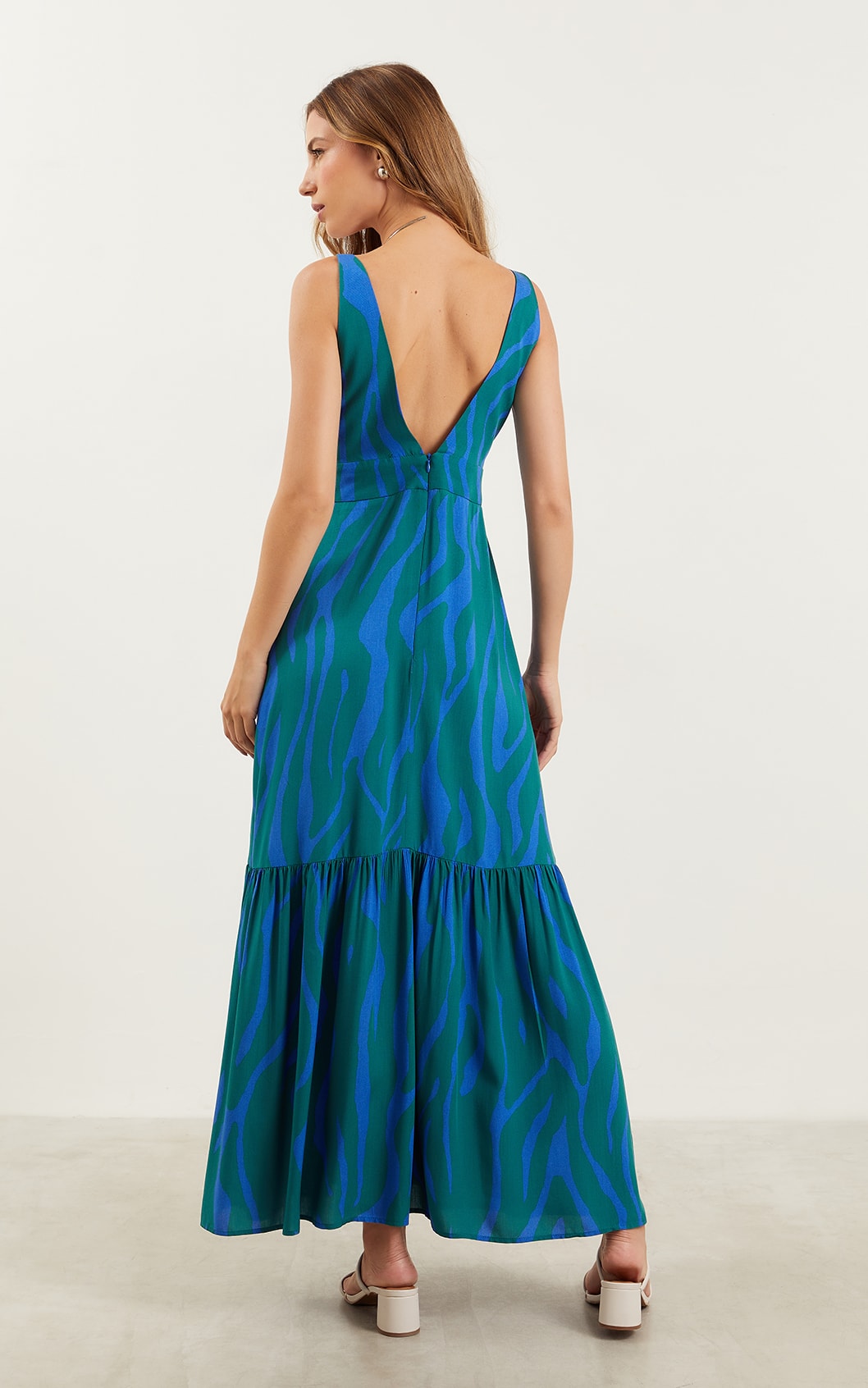 Vestido Longo Piscine Azul/Verde