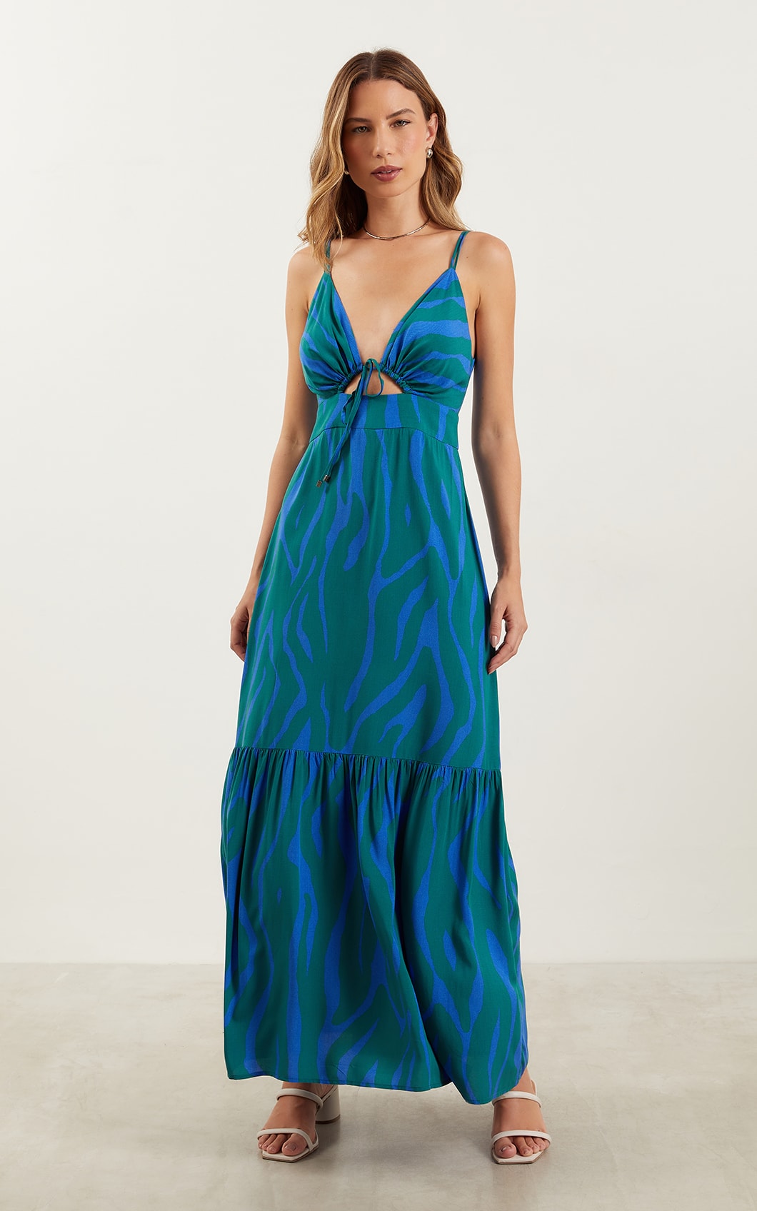 Vestido Longo Piscine Azul/Verde