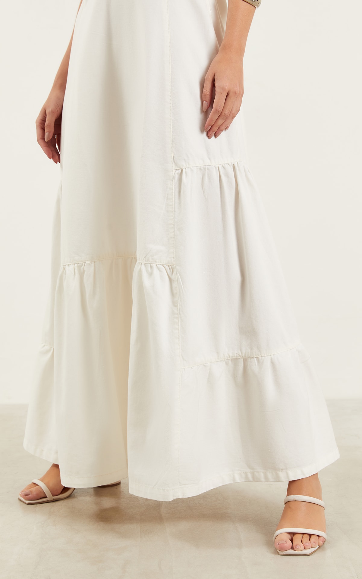 Vestido Longo Sarja Off White