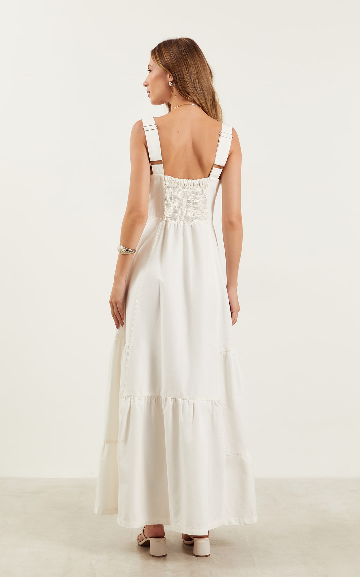 Vestido Longo Sarja Off White
