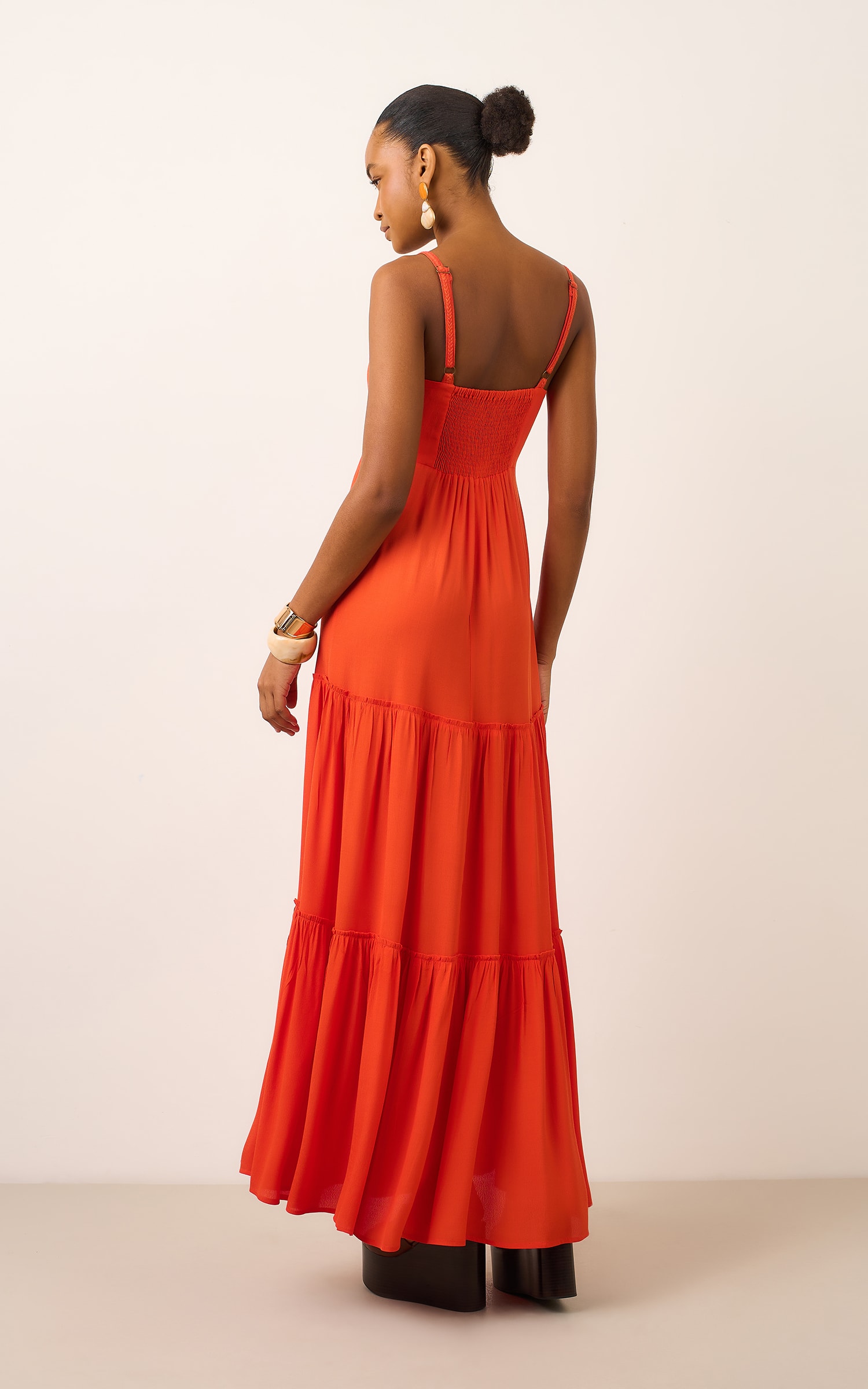 Vestido Longo Trancas Naif Coral